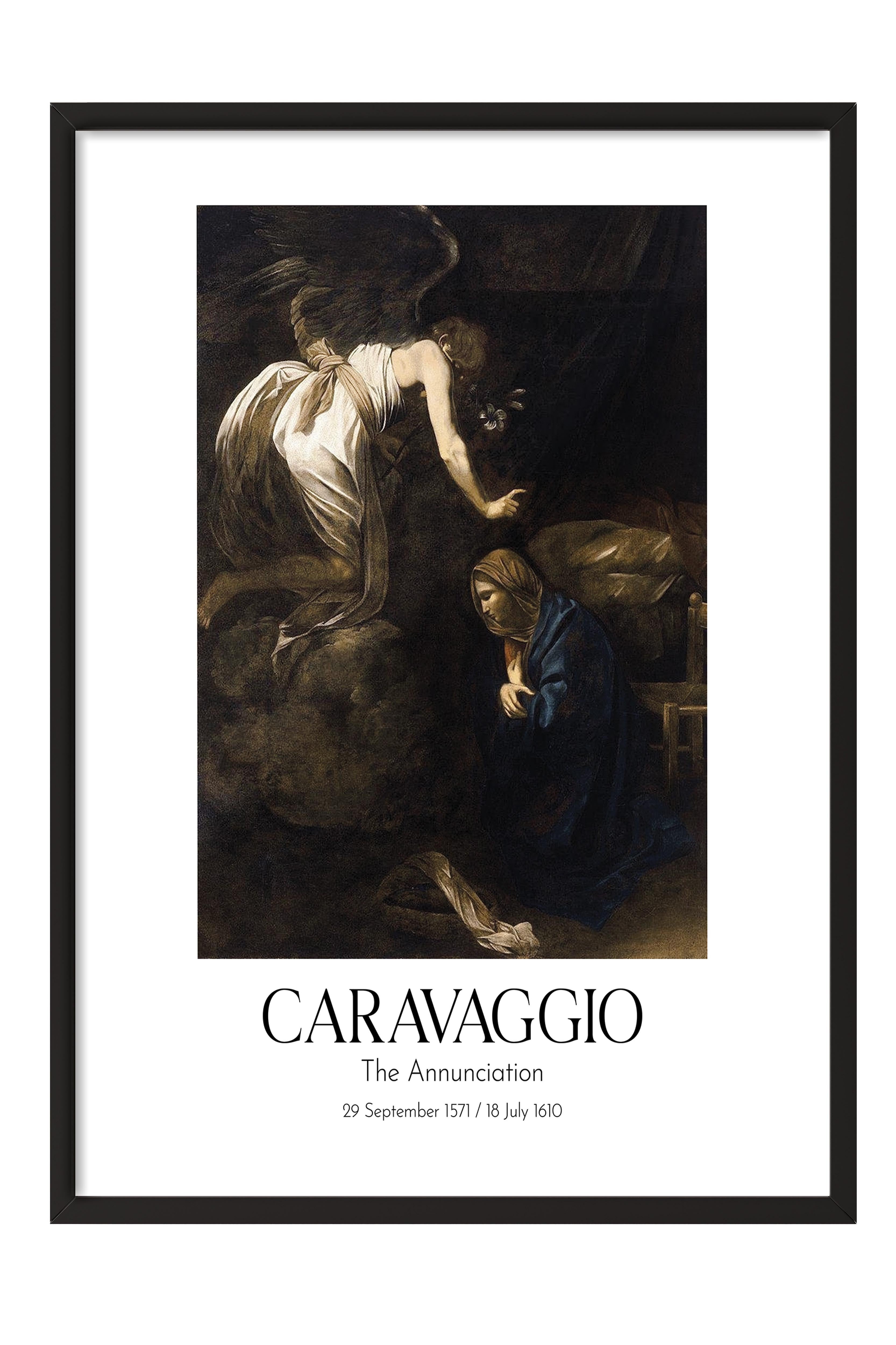 Caravaggio - The Annunciation, Siyah Çerçeveli Tablo, Sanat Serisi NO:111651