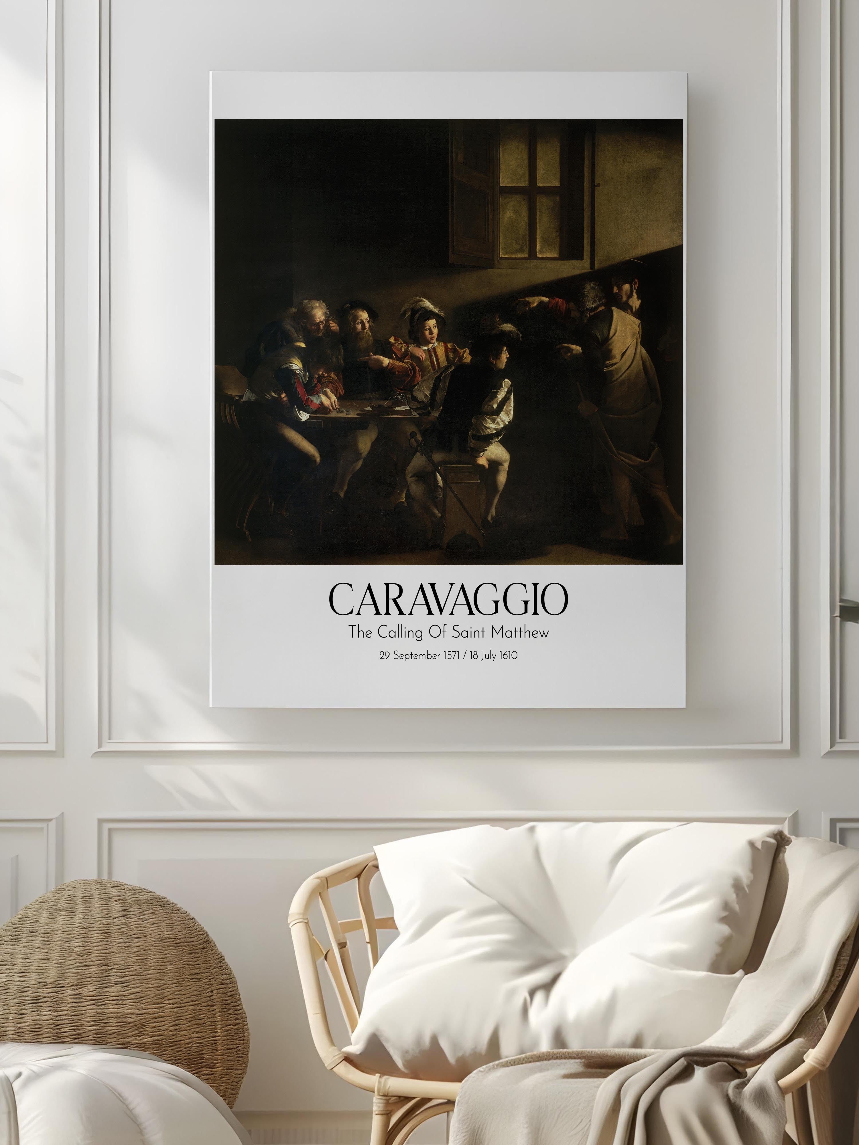 Caravaggio - The Calling Of Saint Matthew, Kanvas Tablo, Sanat Serisi NO:111652