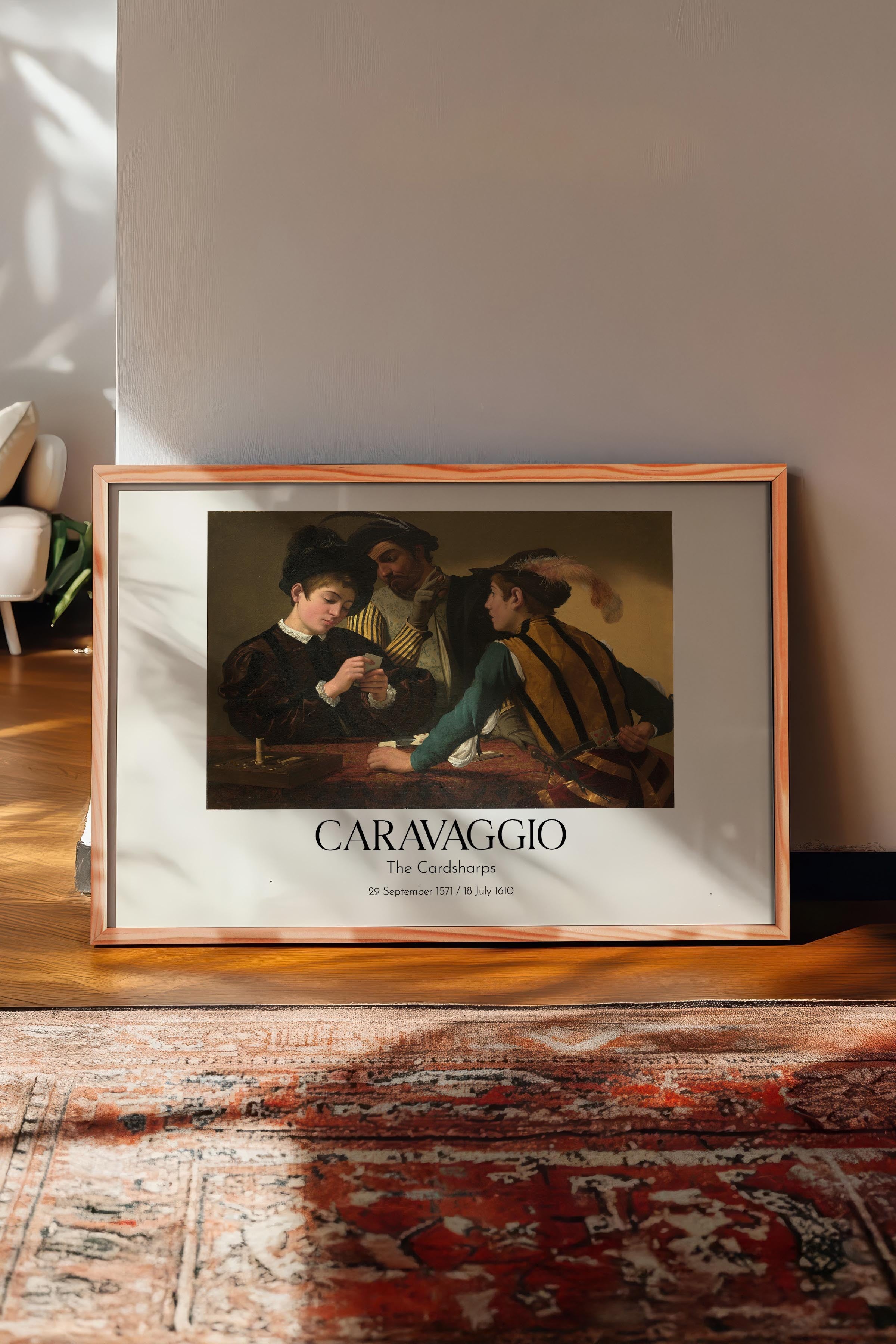 Caravaggio - The Cardsharps, Ahşap Çerçeveli Tablo, Sanat Serisi NO:111661