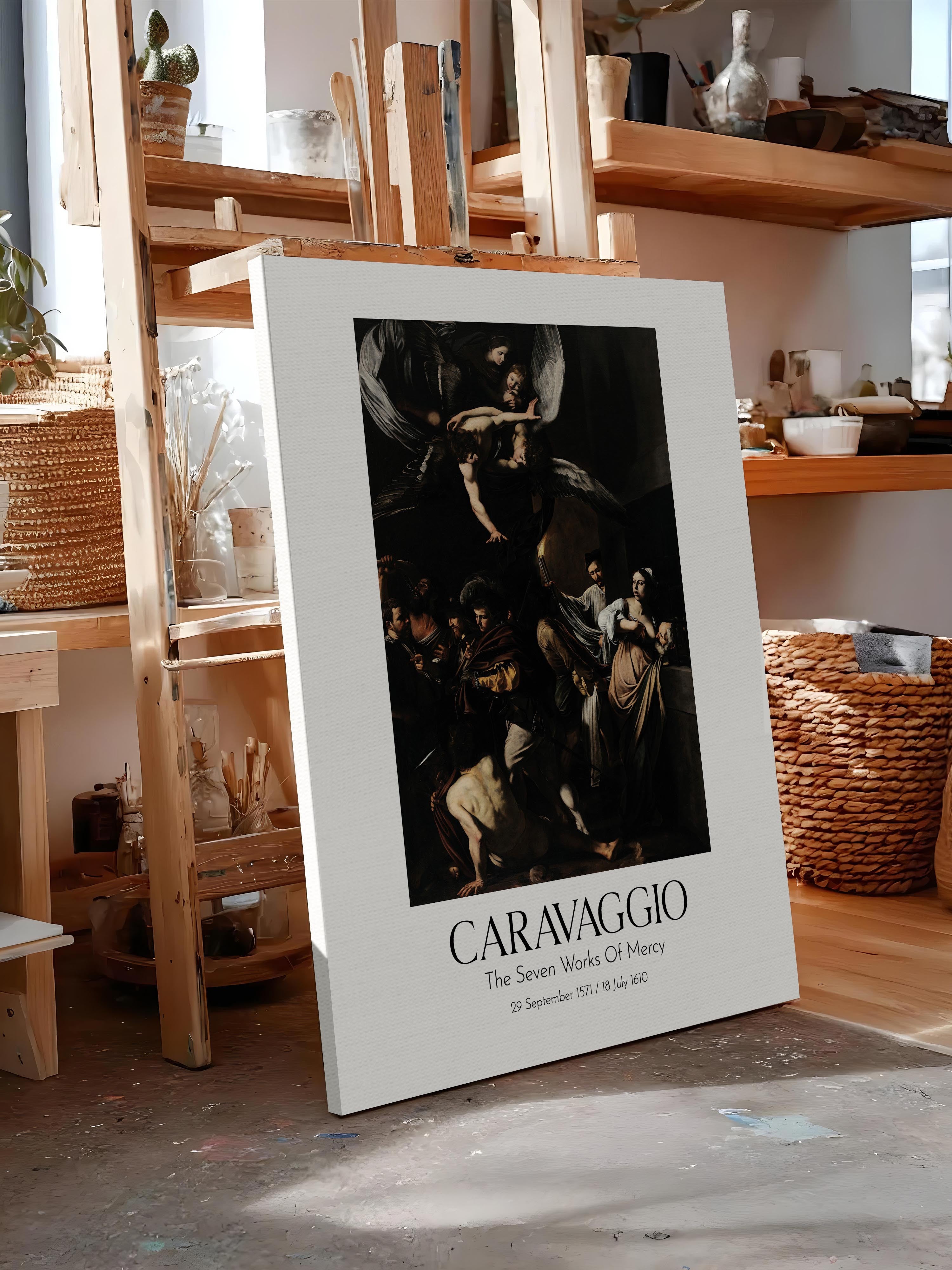 Caravaggio - The Seven Works Of Mercy, Kanvas Tablo, Sanat Serisi NO:111654