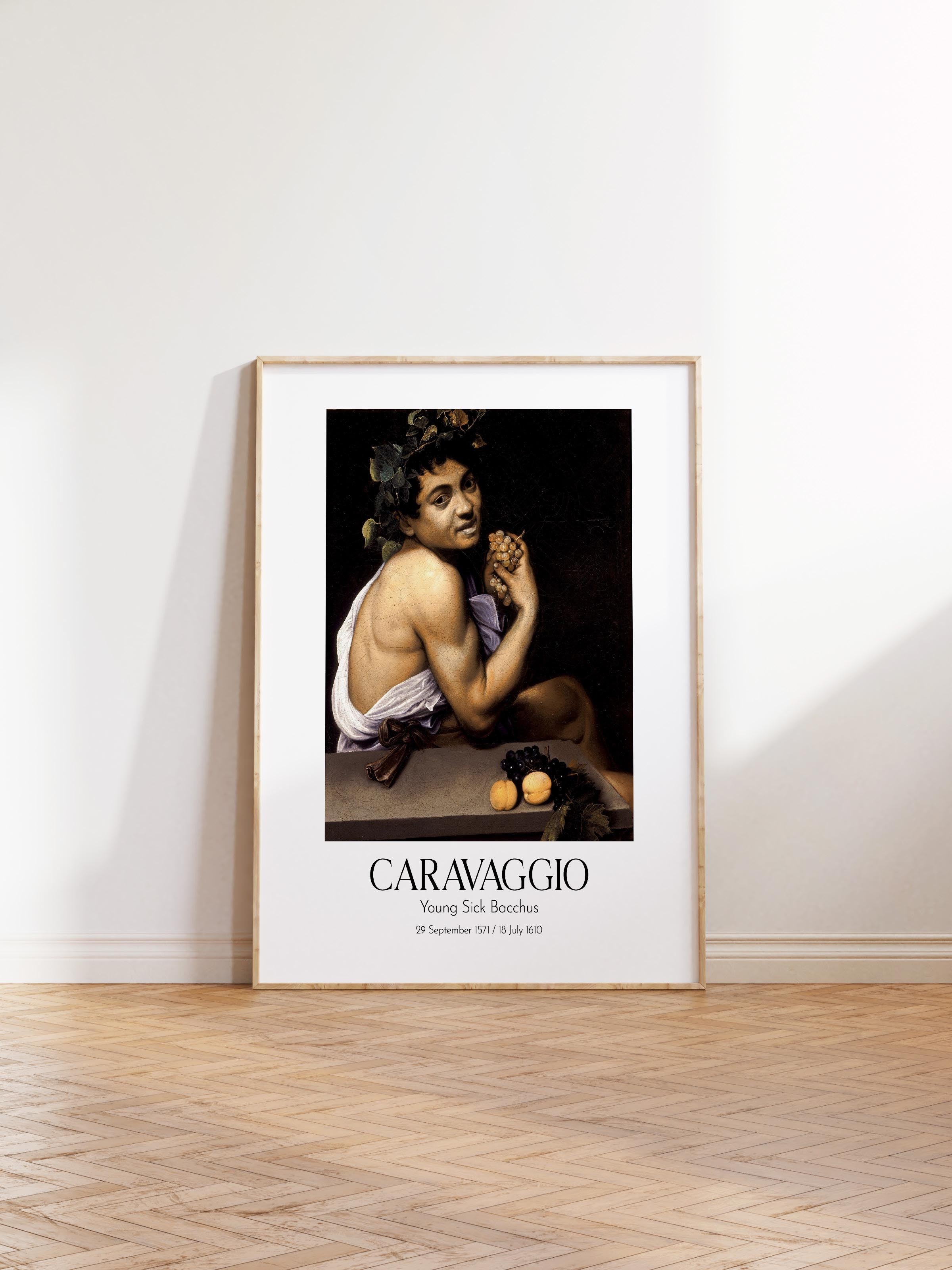 Caravaggio - Young Sick Bacchus, Ahşap Çerçeveli Tablo, Sanat Serisi NO:111656