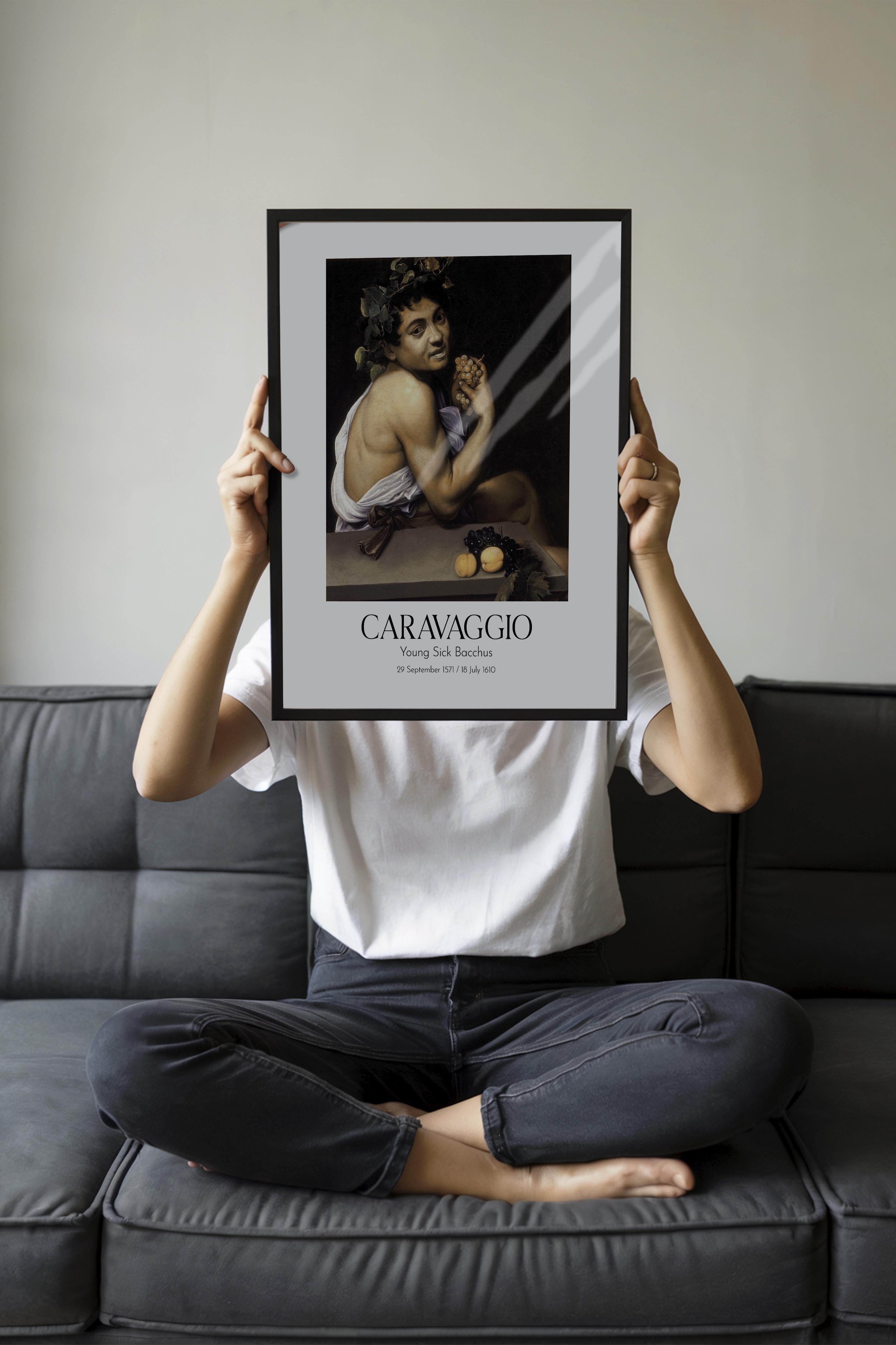 Caravaggio - Young Sick Bacchus, Siyah Çerçeveli Tablo, Sanat Serisi NO:111656