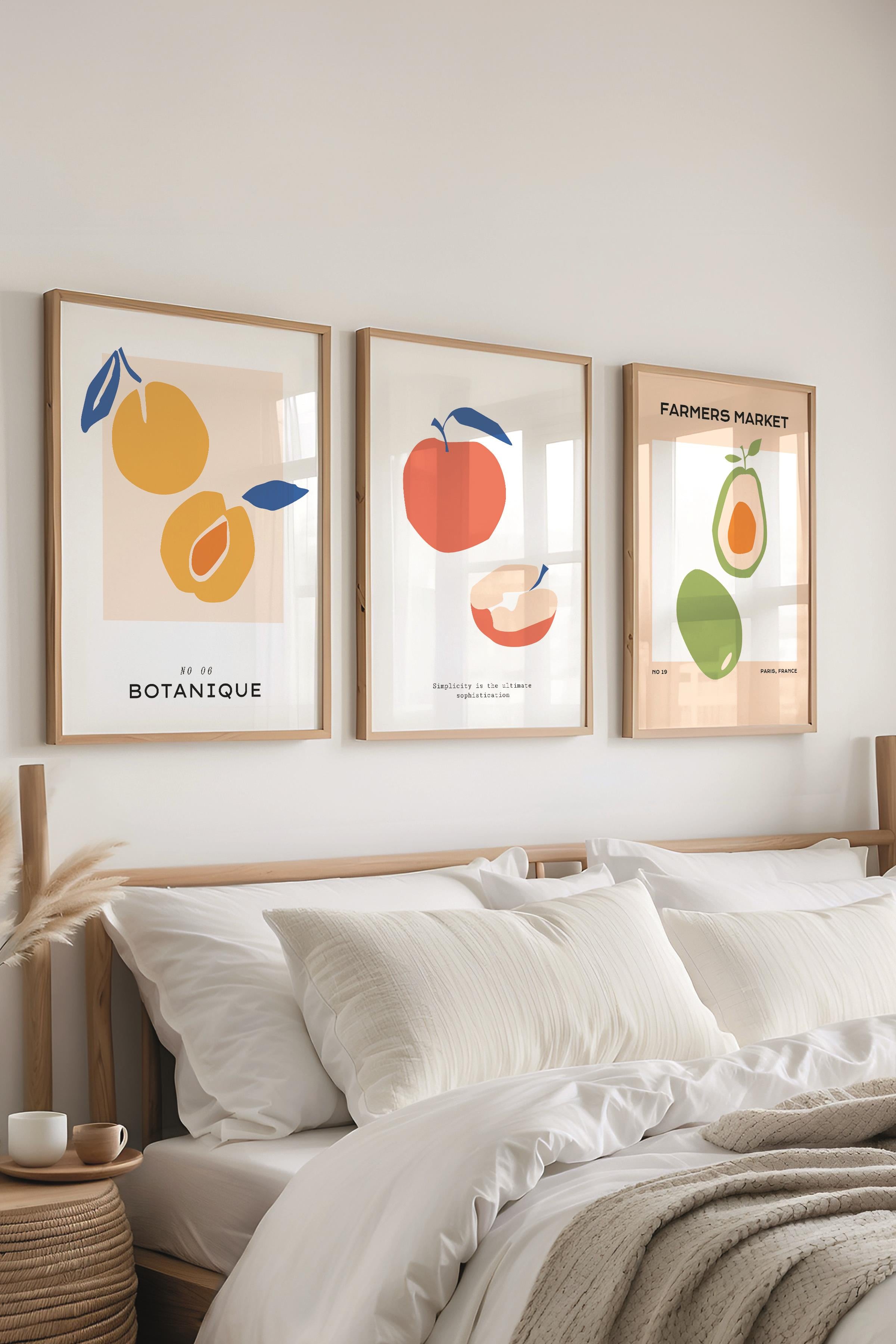 Çerçeveli Tablo Seti, 3 Adet Ahşap Çerçeve ve Minimalist Temalı Poster Seti, Duvar Tablosu No:300455