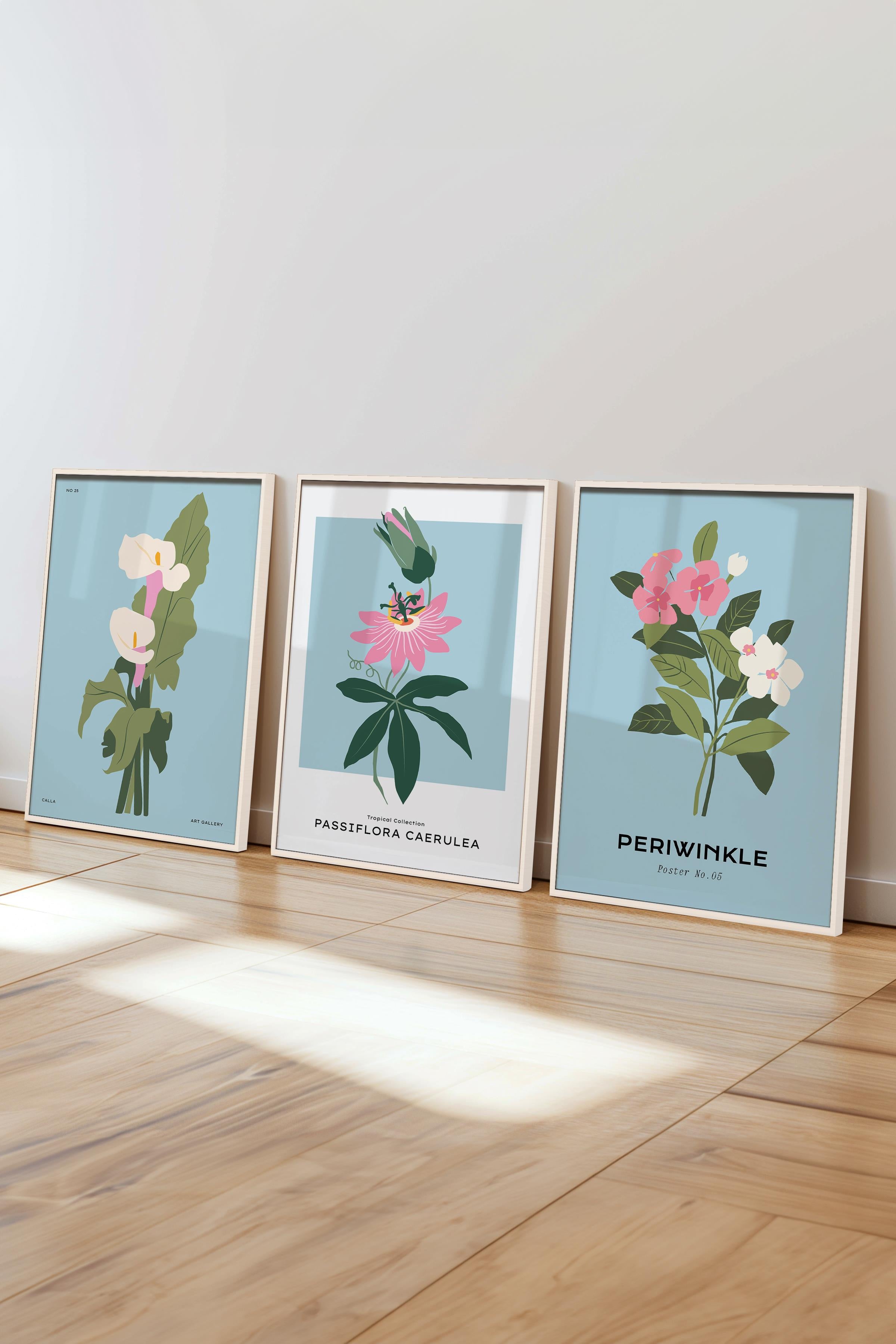 Çerçeveli Tablo Seti, 3 Adet Beyaz Çerçeve ve Minimalist Çizim Temalı Poster Seti, No:300617