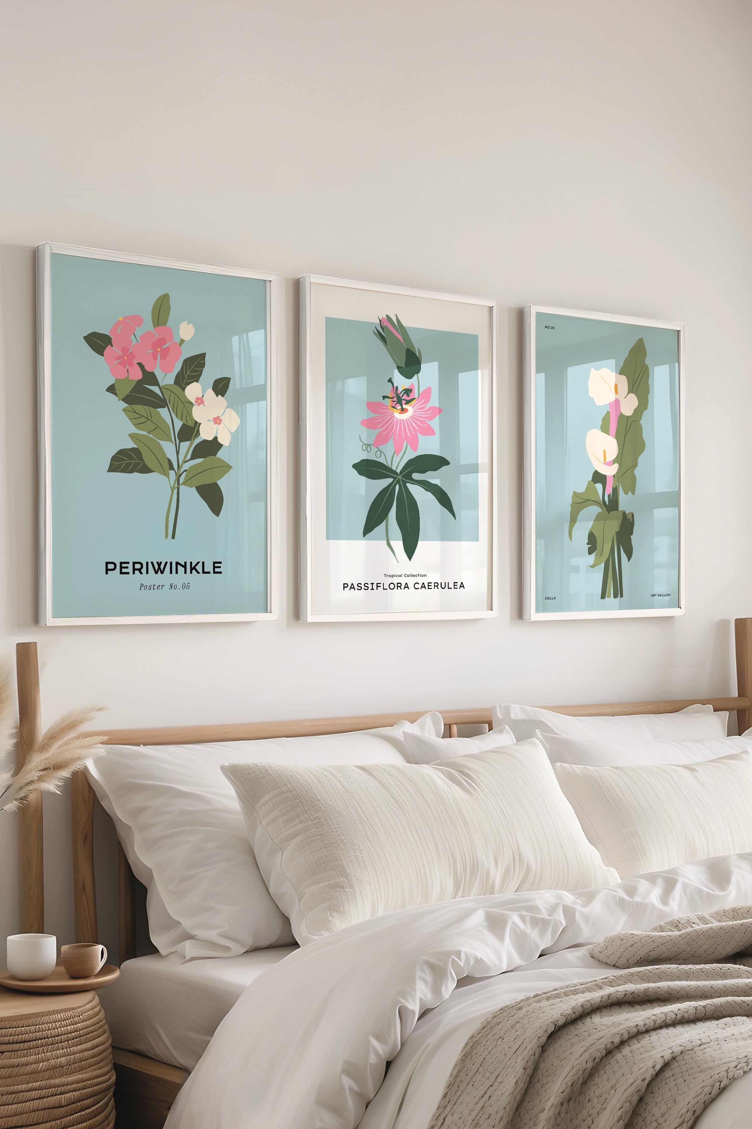 Çerçeveli Tablo Seti, 3 Adet Beyaz Çerçeve ve Minimalist Çizim Temalı Poster Seti, No:300617