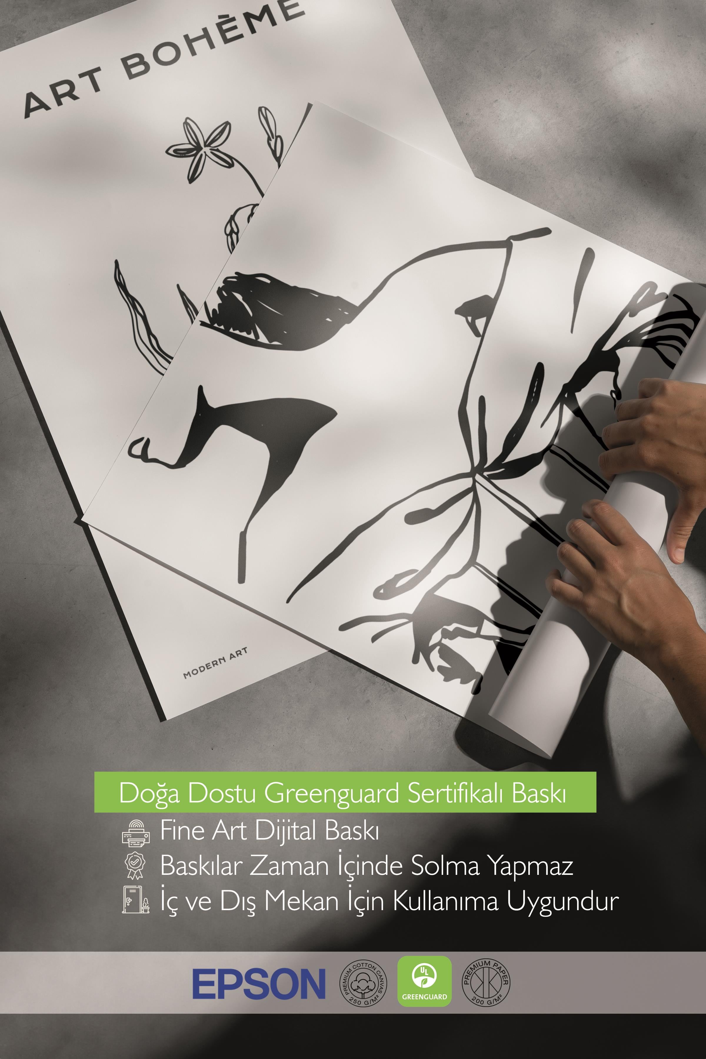 Çerçeveli Tablo Seti, 3 Adet Siyah Çerçeve ve Minimalist Çizim Temalı Poster Seti, No:300605