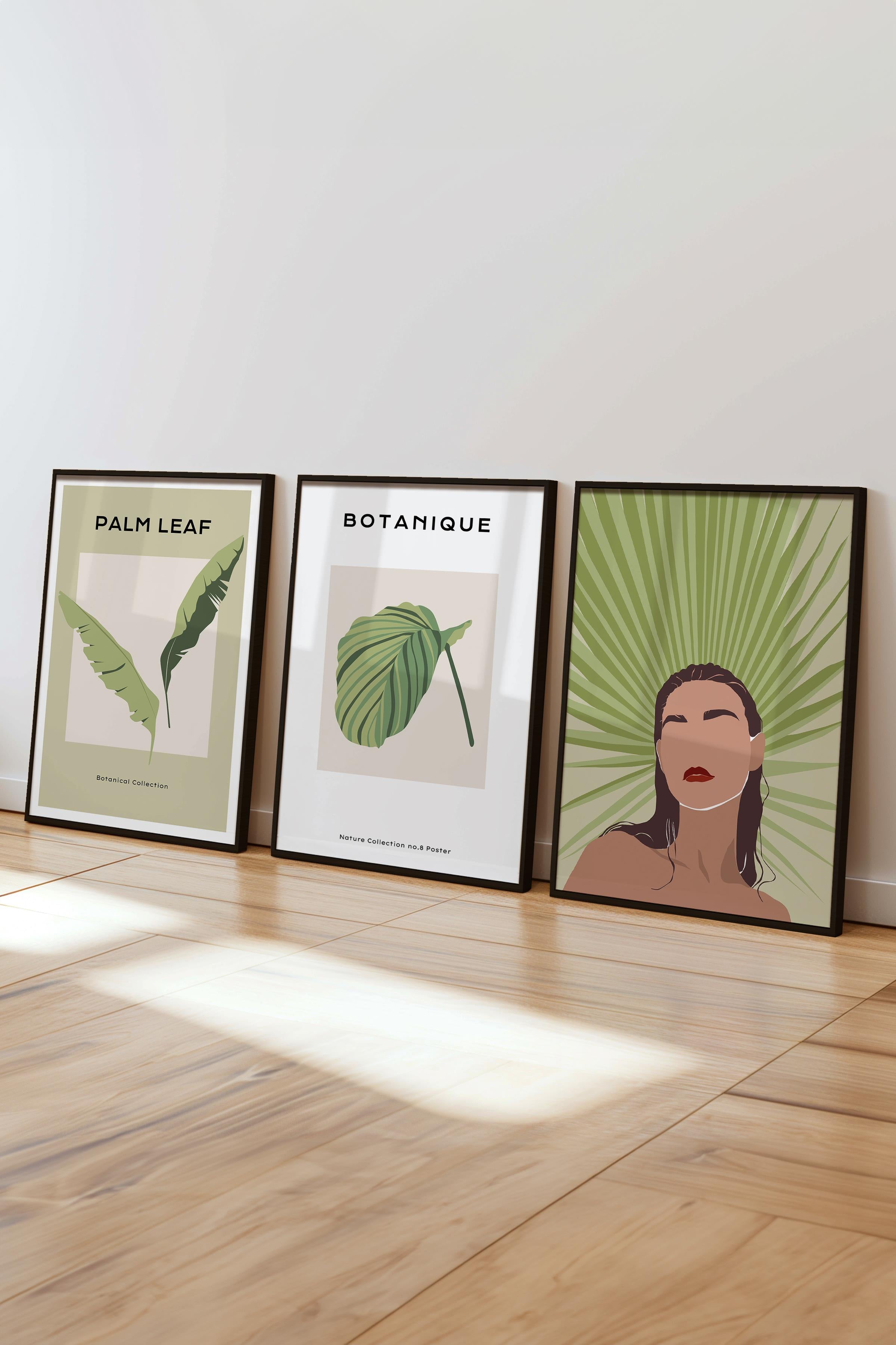 Çerçeveli Tablo Seti, 3 Adet Siyah Çerçeve ve Minimalist Çizim Temalı Poster Seti, No:300615