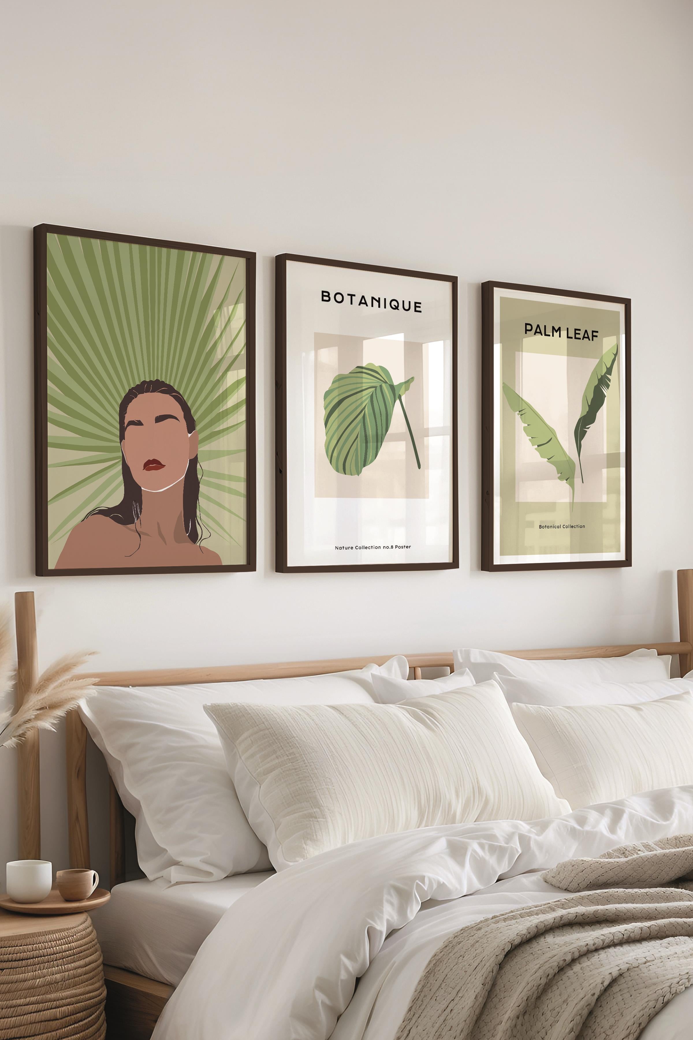 Çerçeveli Tablo Seti, 3 Adet Siyah Çerçeve ve Minimalist Çizim Temalı Poster Seti, No:300615