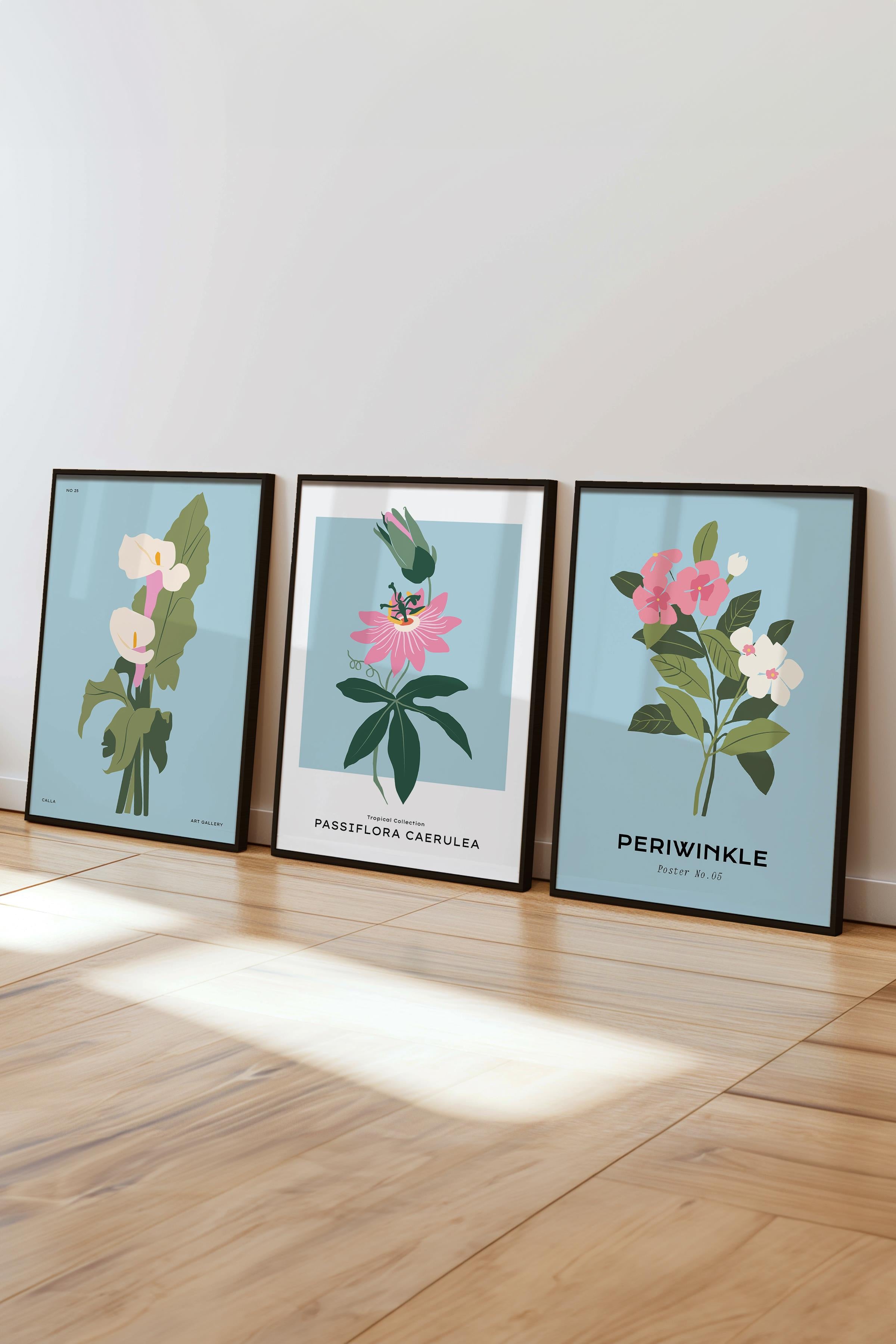 Çerçeveli Tablo Seti, 3 Adet Siyah Çerçeve ve Minimalist Çizim Temalı Poster Seti, No:300617