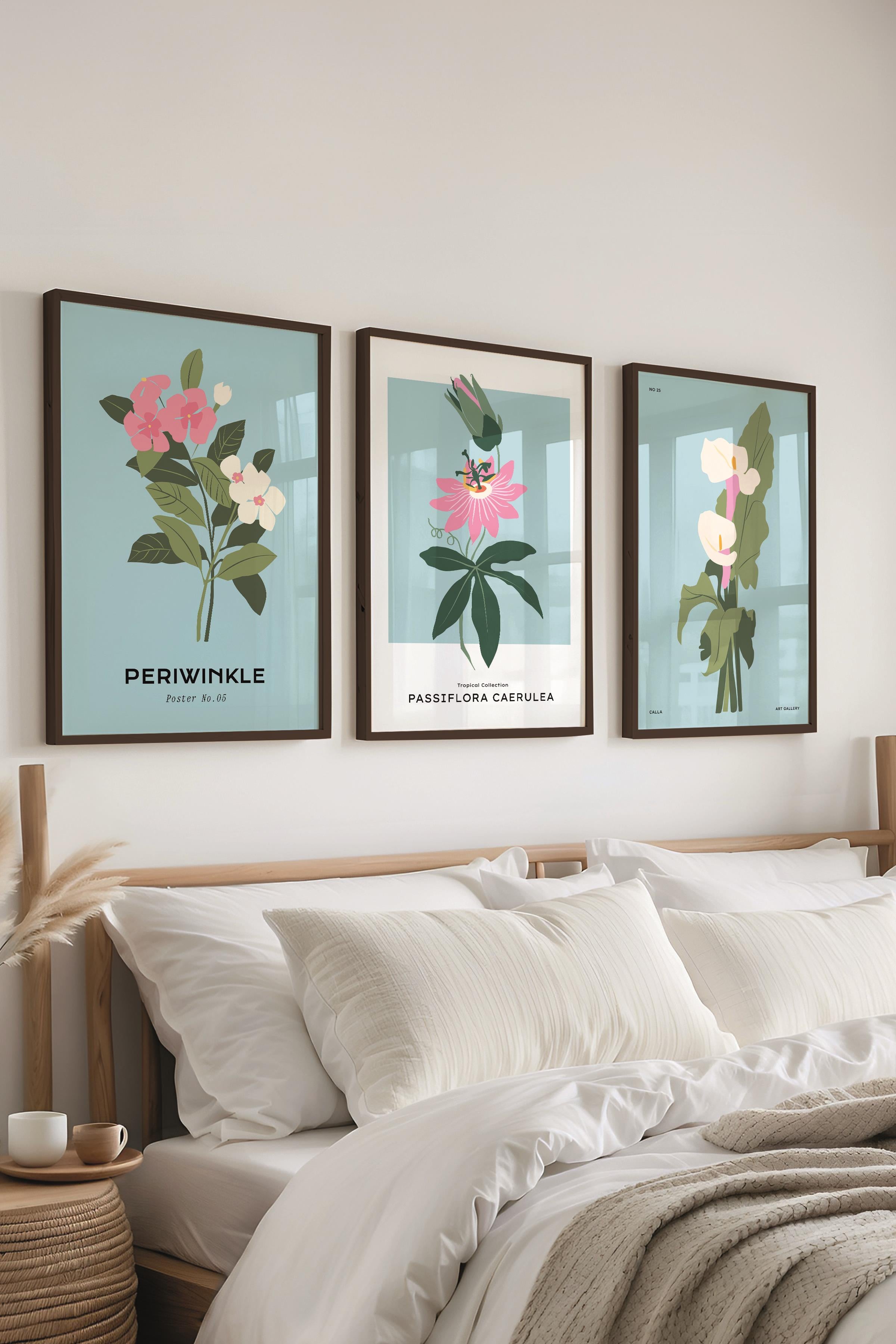 Çerçeveli Tablo Seti, 3 Adet Siyah Çerçeve ve Minimalist Çizim Temalı Poster Seti, No:300617