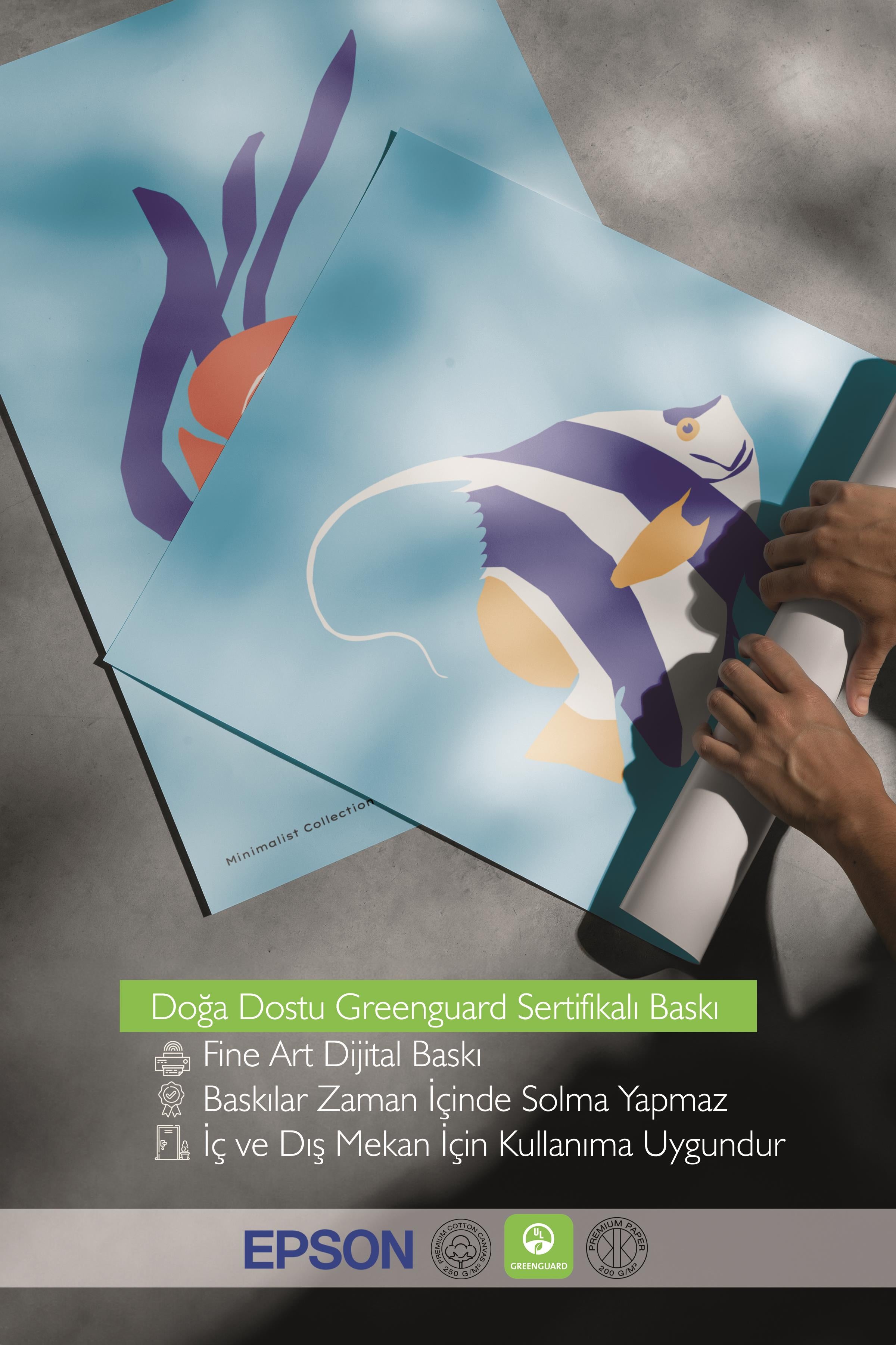 Çerçeveli Tablo Seti, 3 Adet Siyah Çerçeve ve Minimalist Deniz Yaşamı Temalı Poster Seti, No:300505