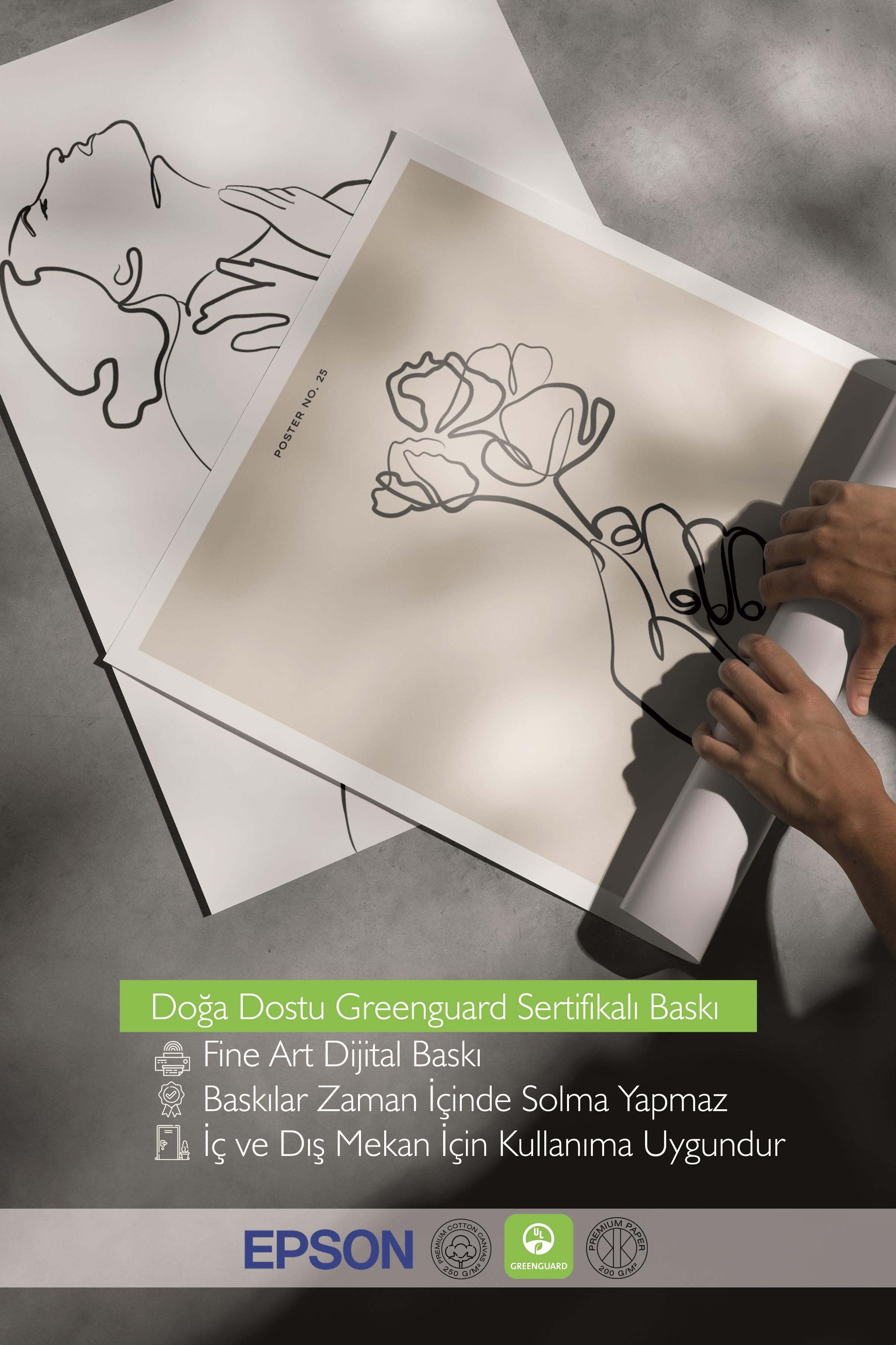 Çerçeveli Tablo Seti, 3 Adet Siyah Çerçeve ve Minimalist El Çizimi Temalı Poster Seti, No:300566