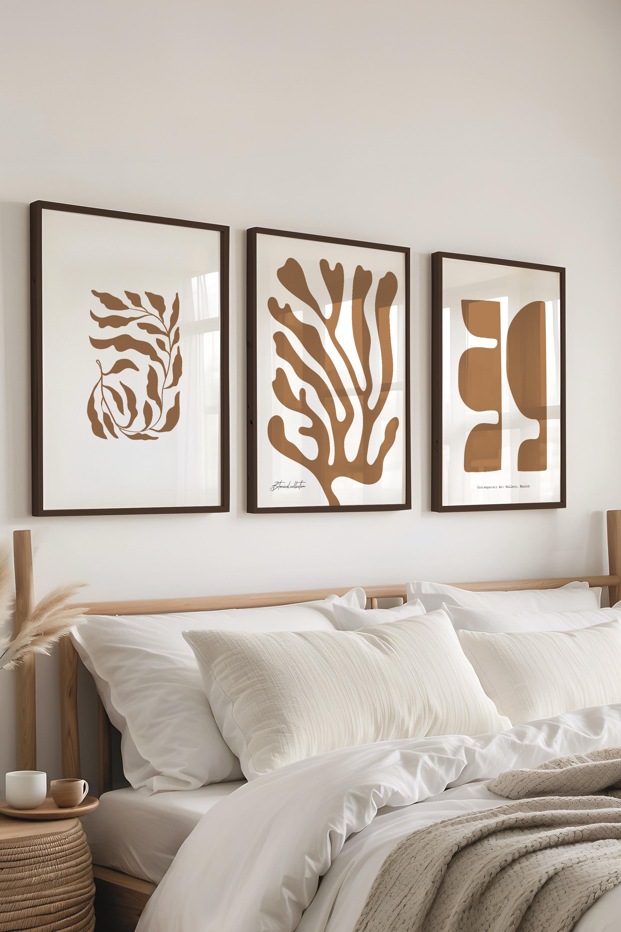 Çerçeveli Tablo Seti, 3 Adet Siyah Çerçeve ve Minimalist Temalı Poster Seti, No:300560