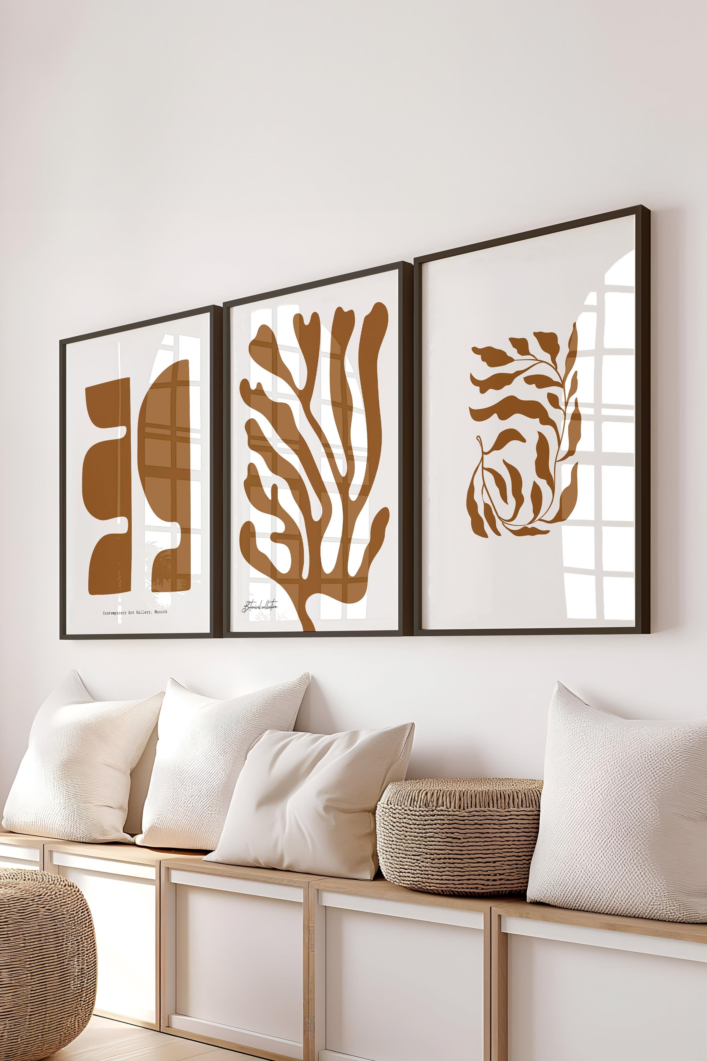 Çerçeveli Tablo Seti, 3 Adet Siyah Çerçeve ve Minimalist Temalı Poster Seti, No:300560