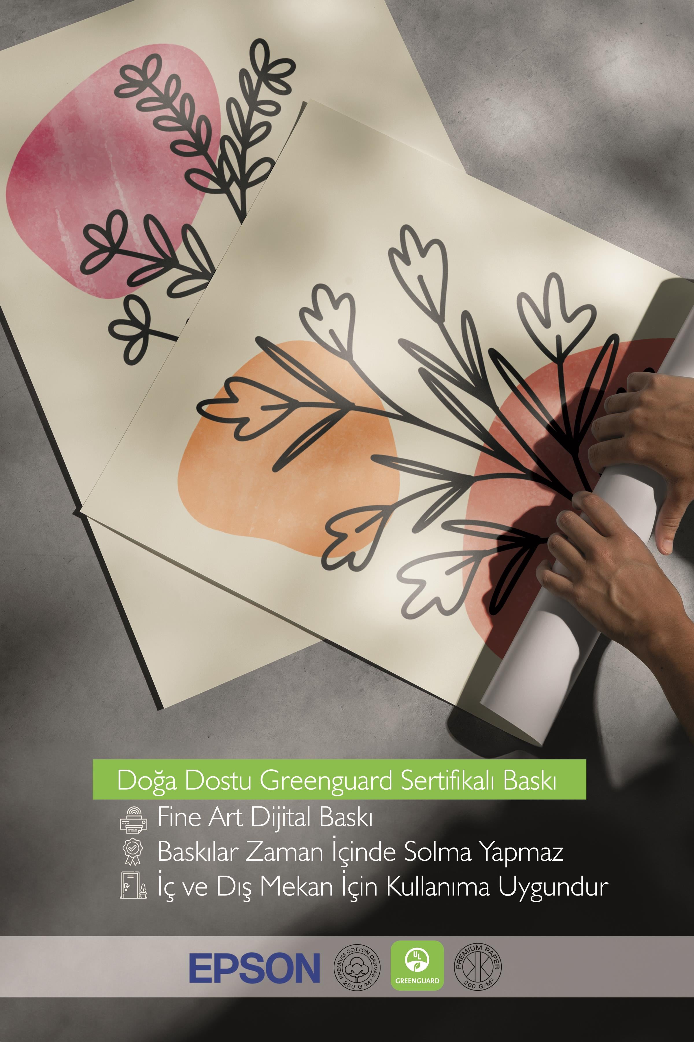 Çerçeveli Tablo Seti, 3 Adet Siyah Çerçeve ve Soyut Botanik Temalı Poster Seti, No:300664