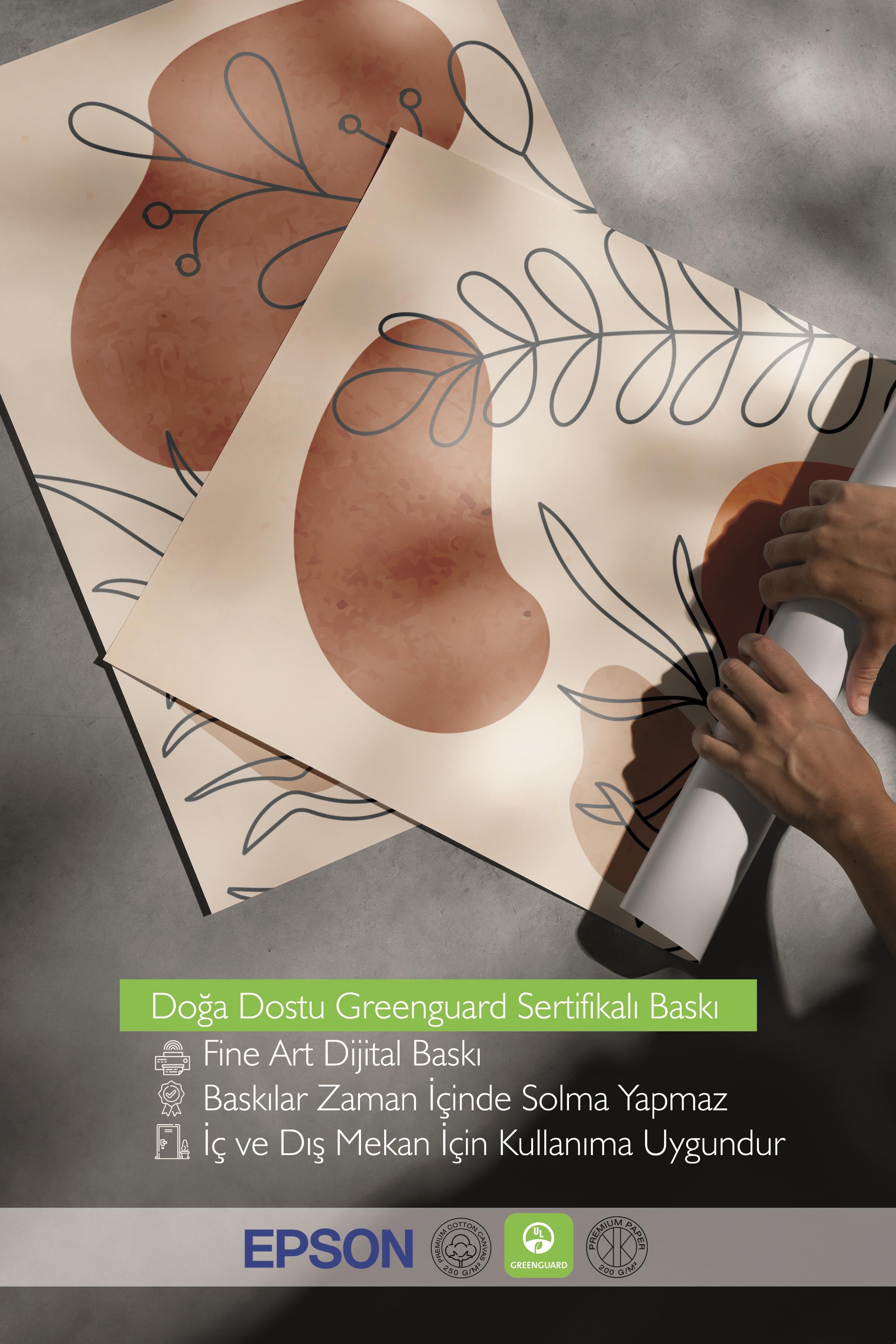 Çerçeveli Tablo Seti, 3 Adet Siyah Çerçeve ve Soyut Botanik Temalı Poster Seti, No:300666