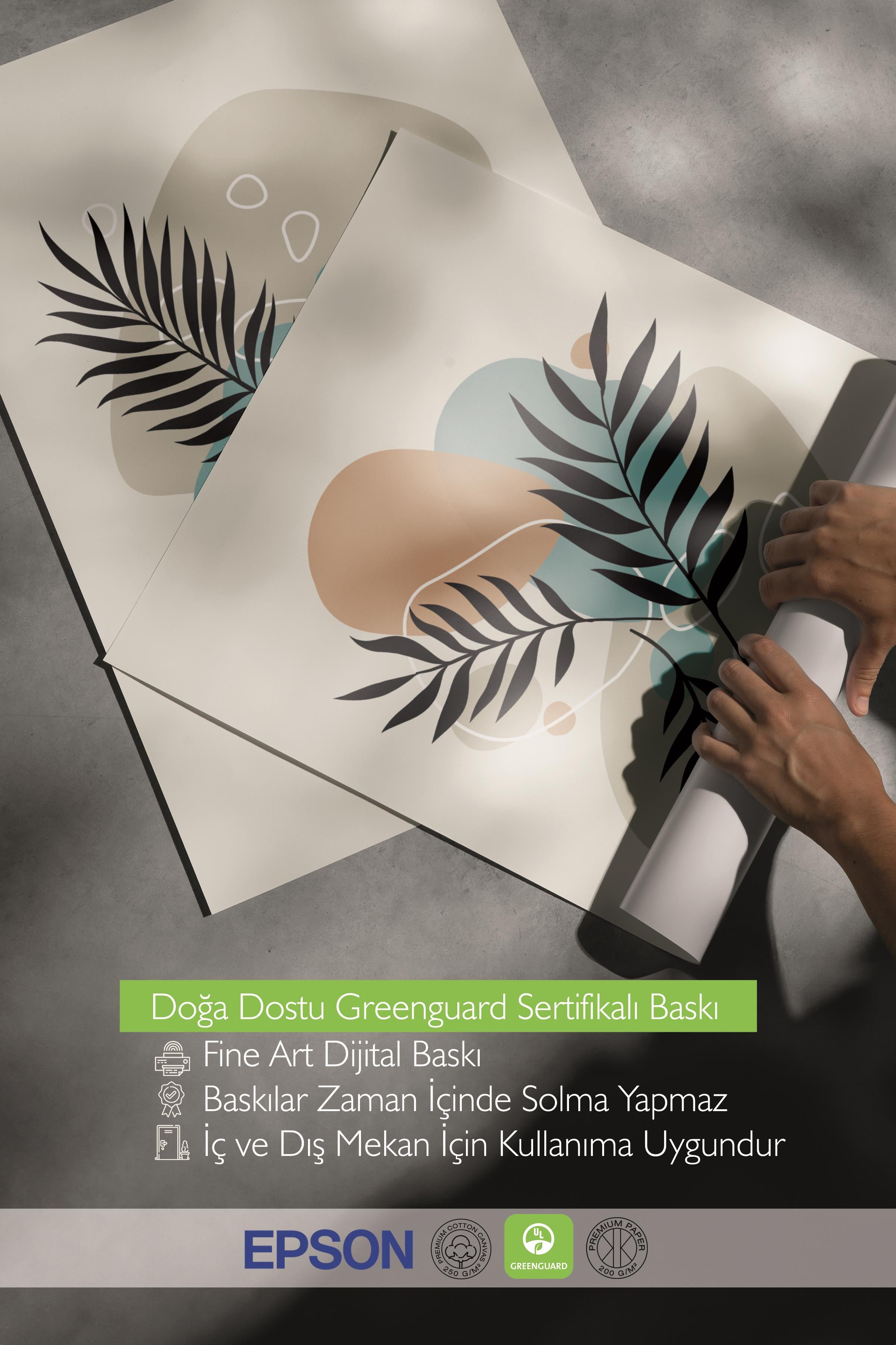 Çerçeveli Tablo Seti, 3 Adet Siyah Çerçeve ve Soyut Botanik Temalı Poster Seti, No:300668