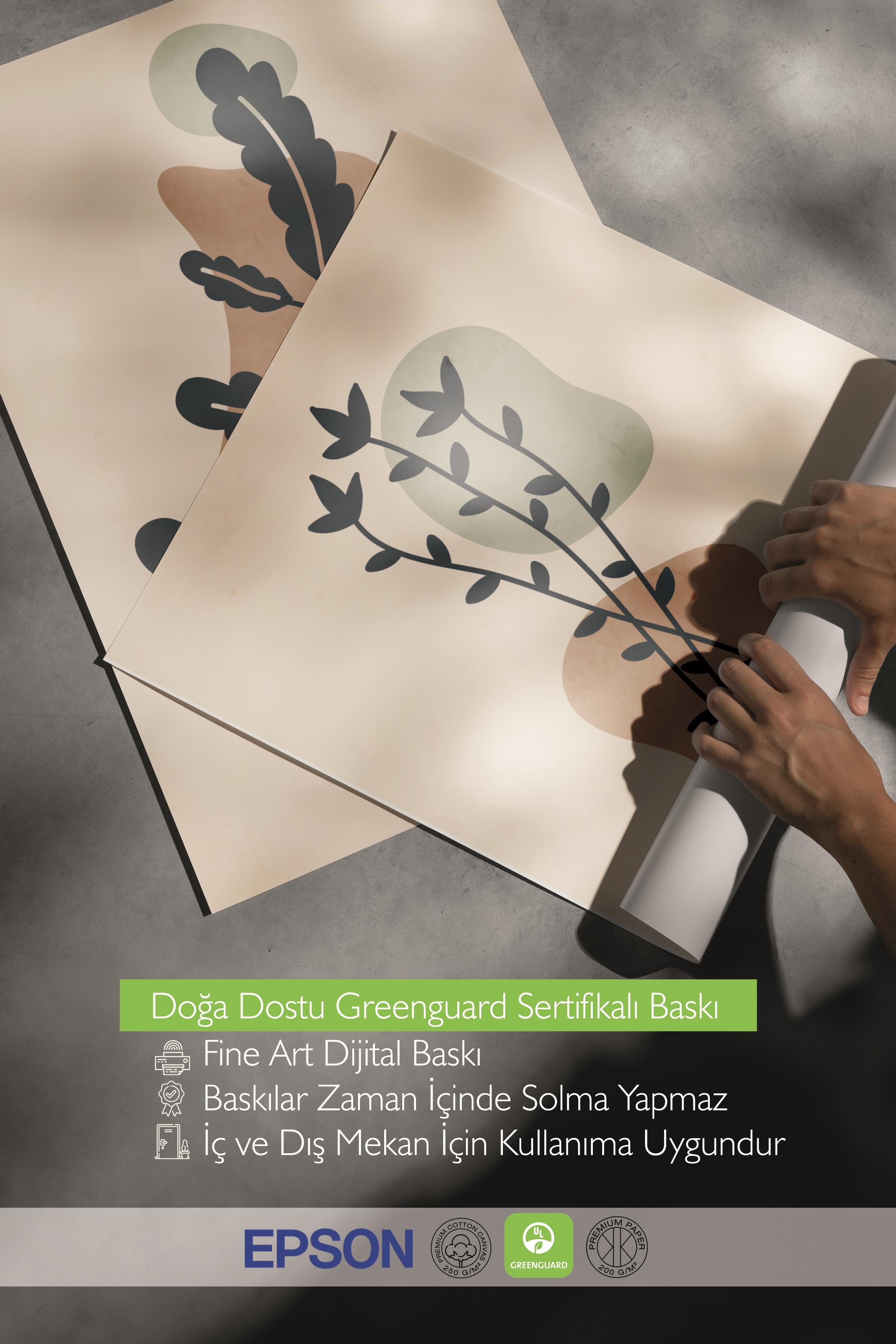 Çerçeveli Tablo Seti, 3 Adet Siyah Çerçeve ve Soyut Botanik Temalı Poster Seti, No:300684