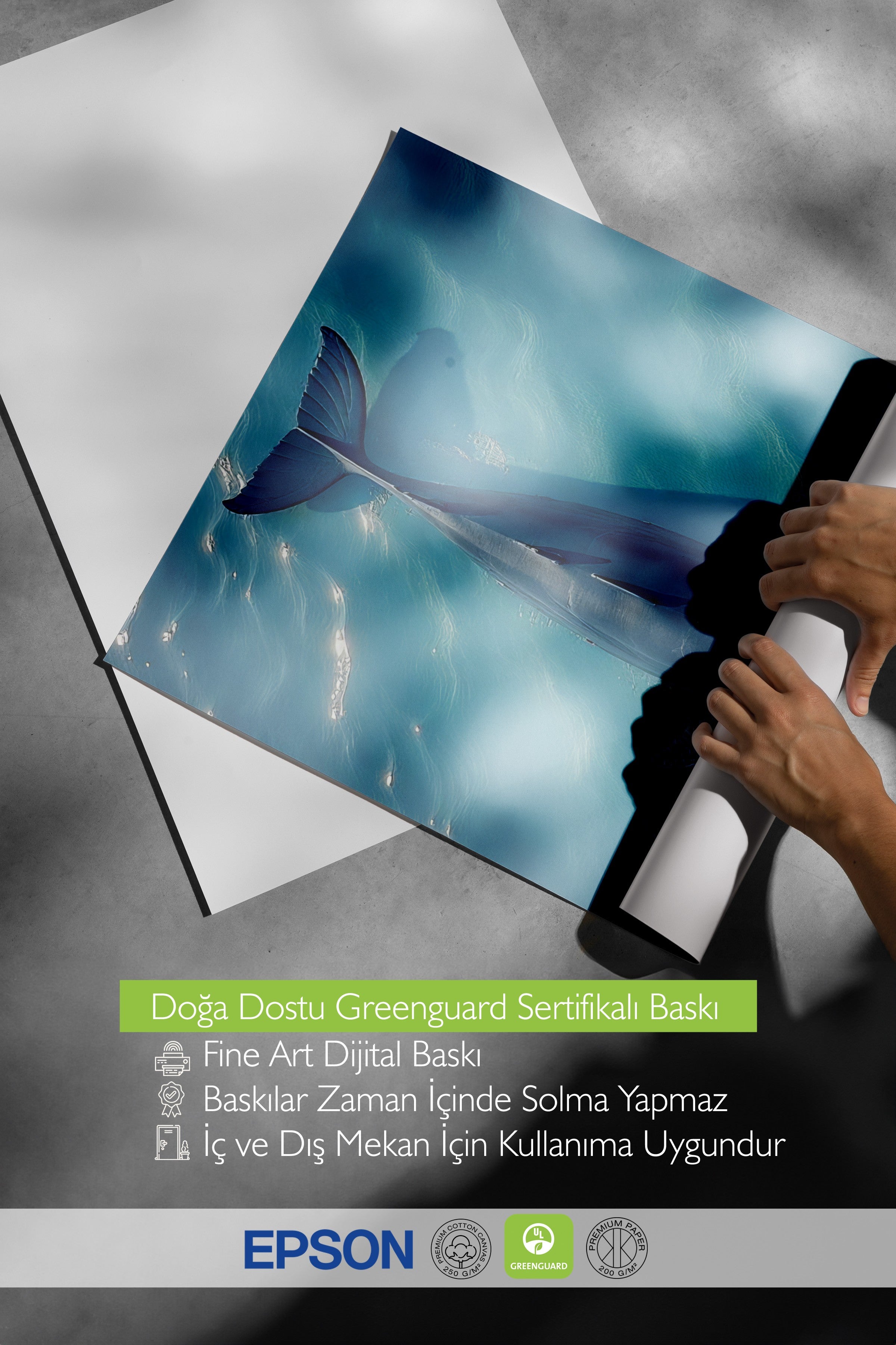 Çerçevesiz Duvar Posteri, Büyük Balina, Fotoğraf, Mavi Renk Poster, 2025 Yaz Seçkisi, NO:109636