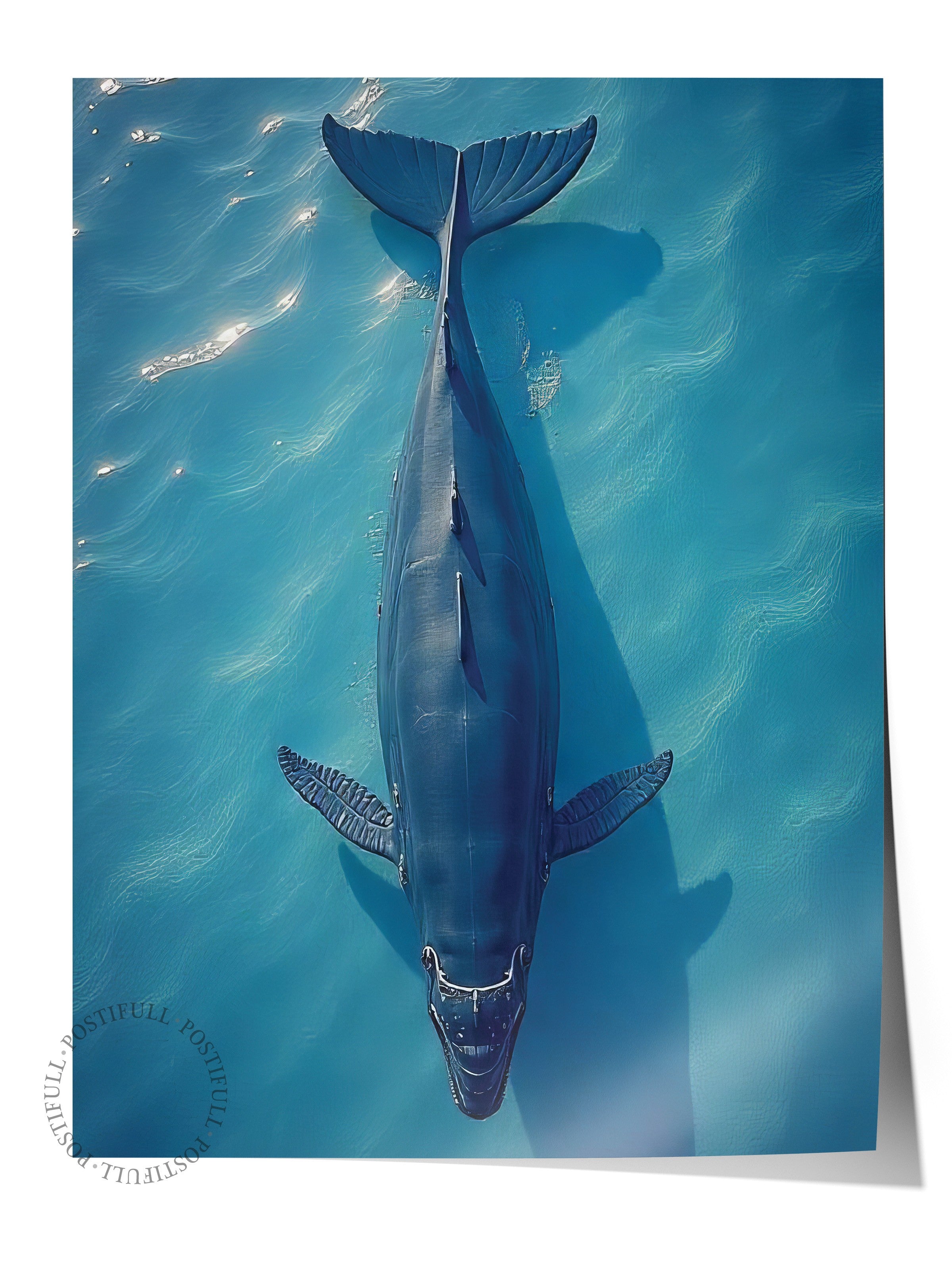 Çerçevesiz Duvar Posteri, Büyük Balina, Fotoğraf, Mavi Renk Poster, 2025 Yaz Seçkisi, NO:109636