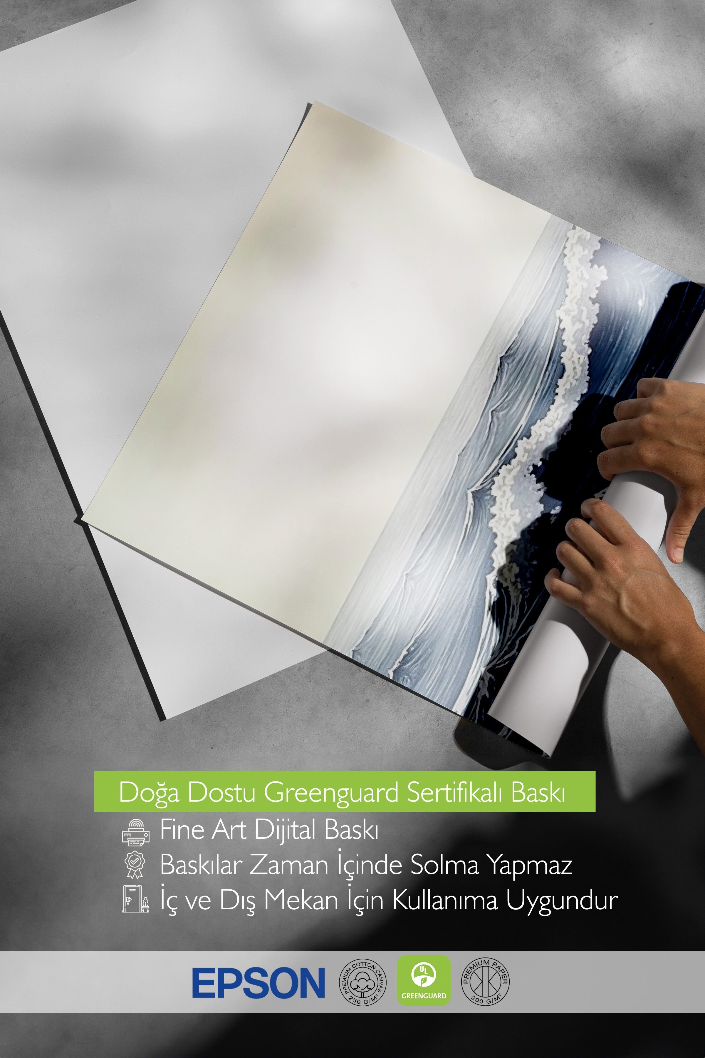 Çerçevesiz Duvar Posteri, Büyük Deniz Dalgaları, İllüstrasyon, Mavi Renk Poster, 2025 Yaz Seçkisi, NO:109752