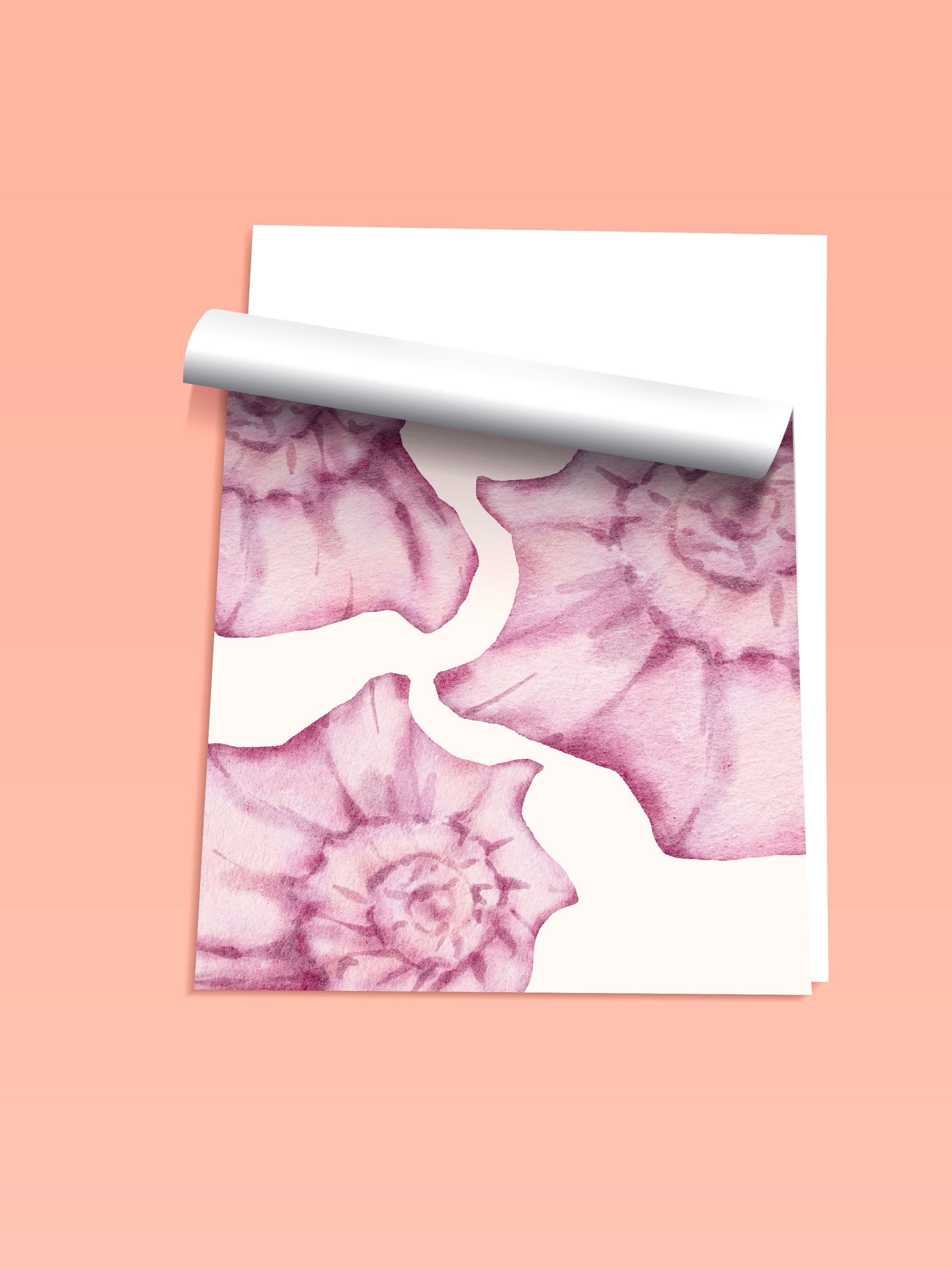 Çerçevesiz Duvar Posteri, Çiçekler, sulu boya, Botanical, Pastel Tonlar, Pembe Renk Poster, 2025 Yaz Seçkisi, NO:109856