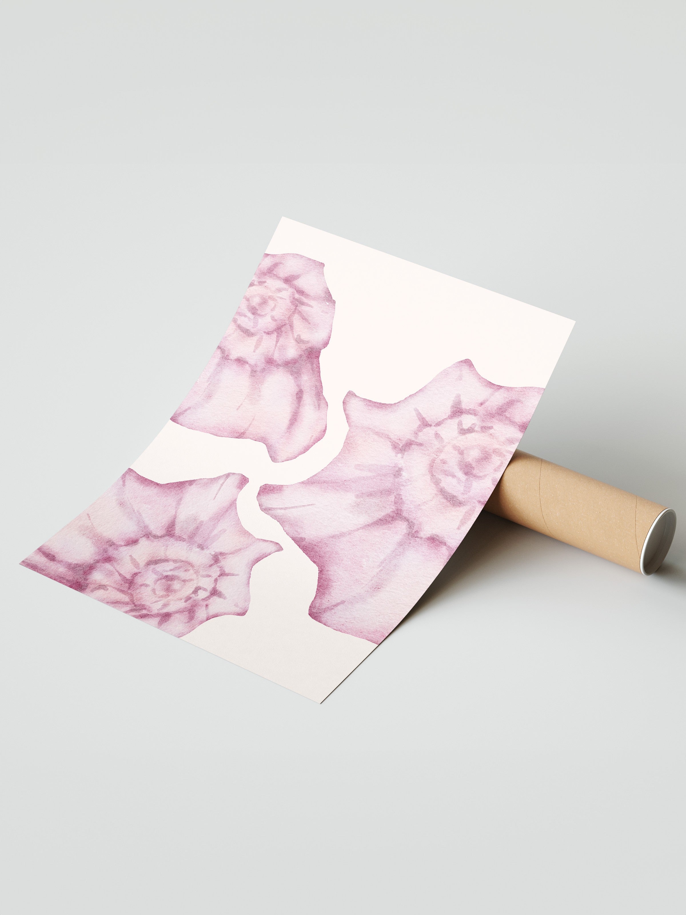 Çerçevesiz Duvar Posteri, Çiçekler, sulu boya, Botanical, Pastel Tonlar, Pembe Renk Poster, 2025 Yaz Seçkisi, NO:109856