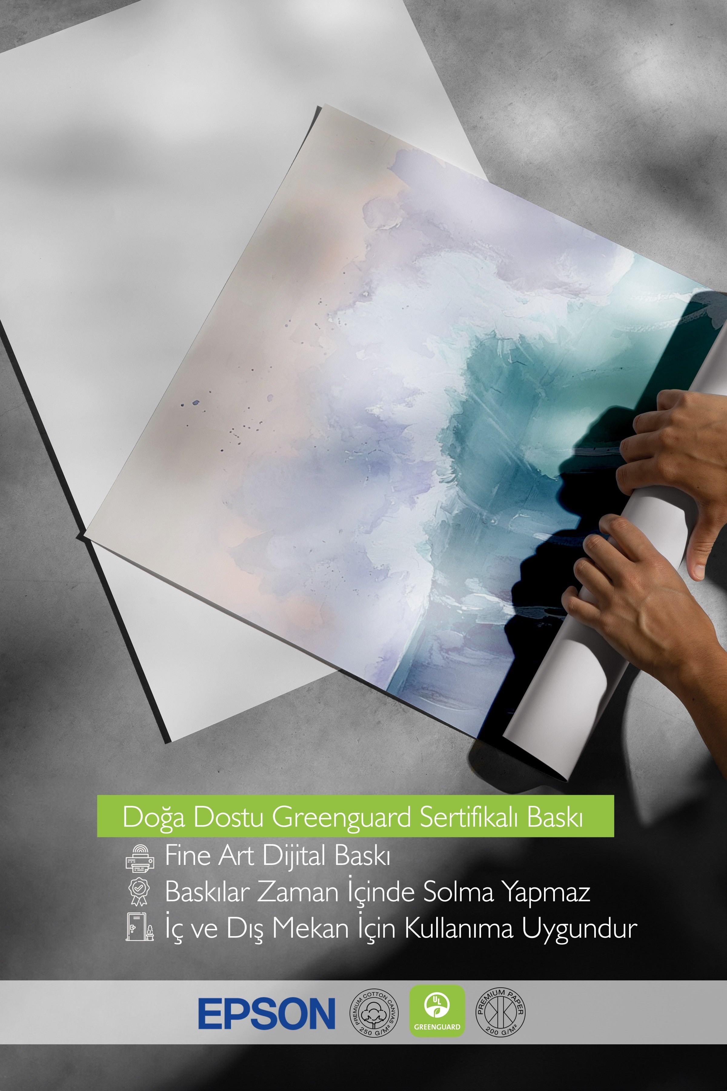 Çerçevesiz Duvar Posteri, Dalga, Okyanus, Suluboya, Empresyonist, Mavi, Pastel Tonlar Renk Poster, 2025 Yaz Seçkisi, NO:109794