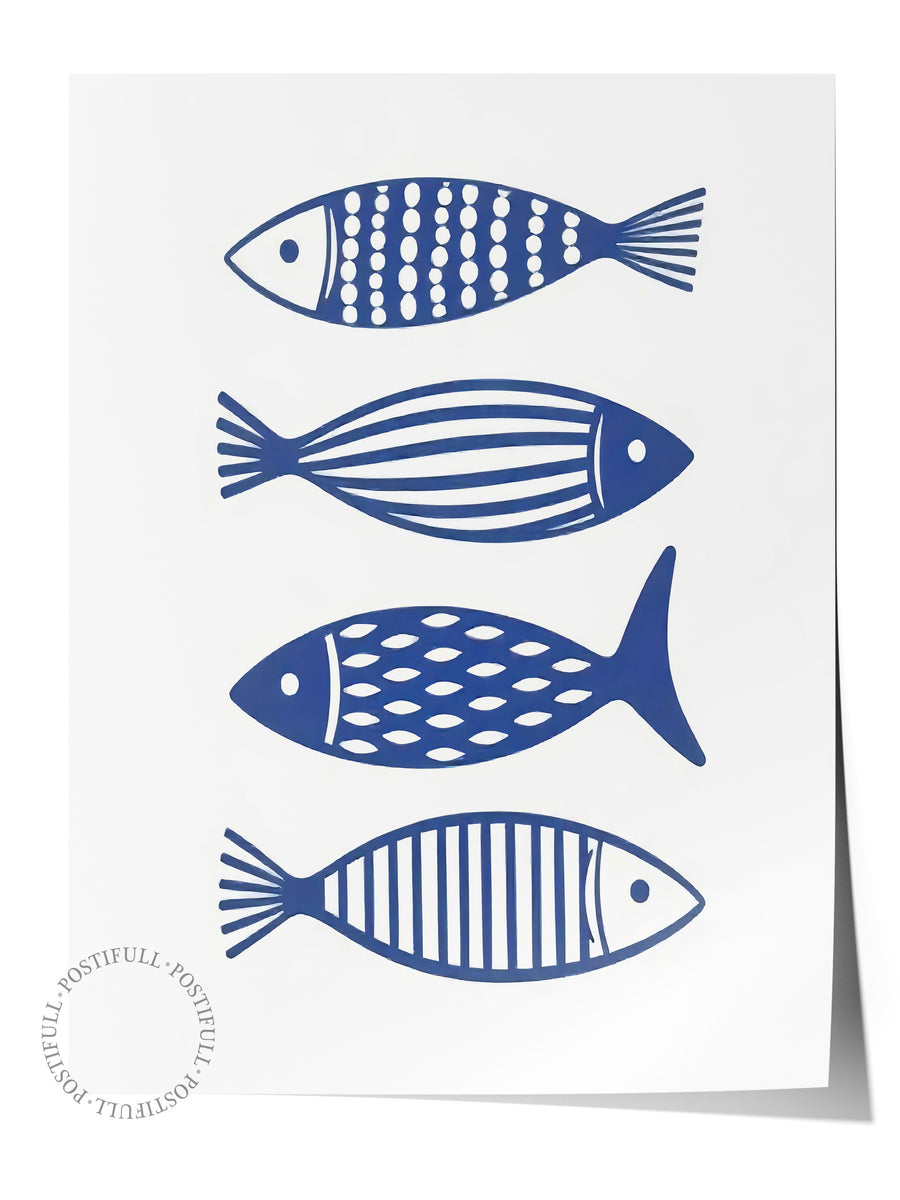 Balık Deseni Poster Yaz Seçkisi Çerçevesiz Poster
