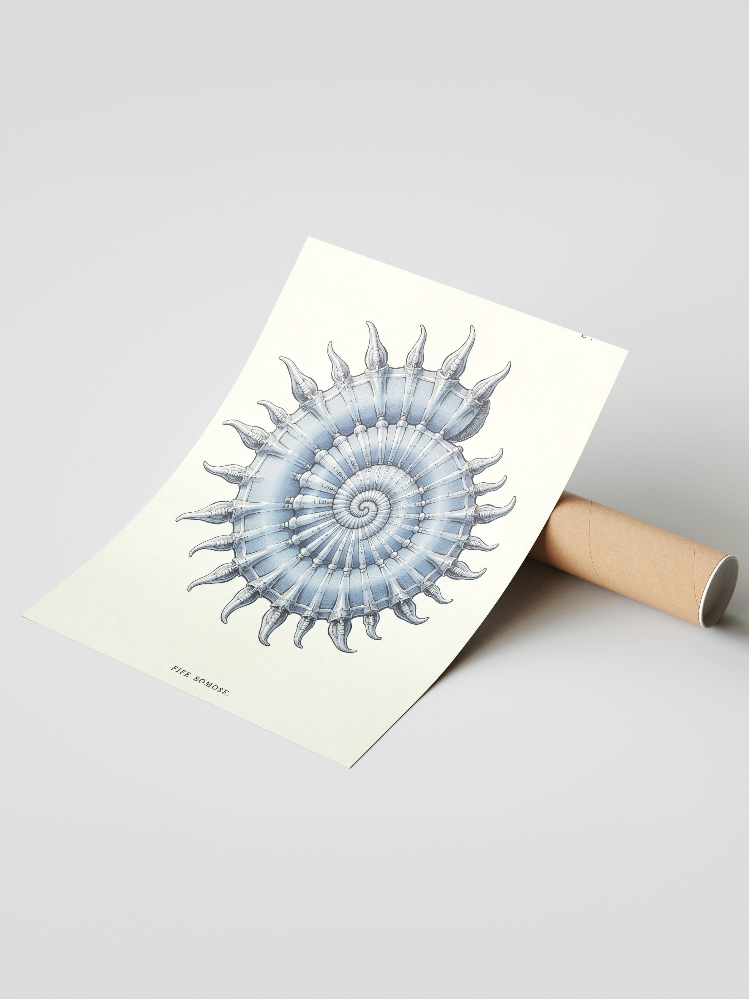 Çerçevesiz Duvar Posteri, Deniz Kabuğu, İllüstrasyon, Mavi Renk Poster, 2025 Yaz Seçkisi, NO:109574