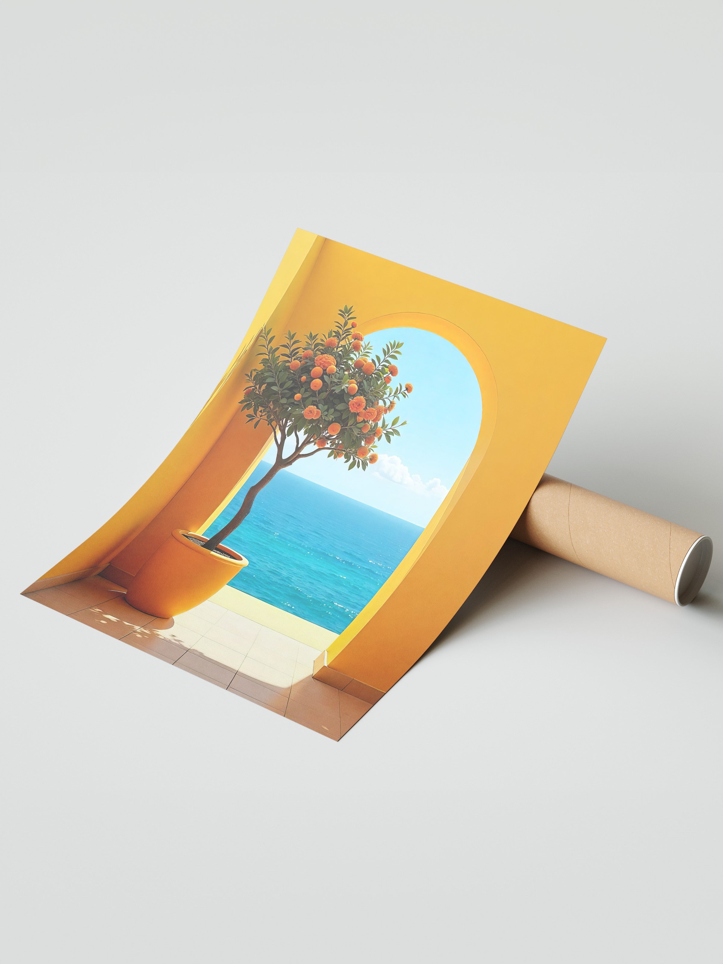 Çerçevesiz Duvar Posteri, Deniz Manzarası, Fotoğraf, Sarı Renk Poster, 2025 Yaz Seçkisi, NO:109560