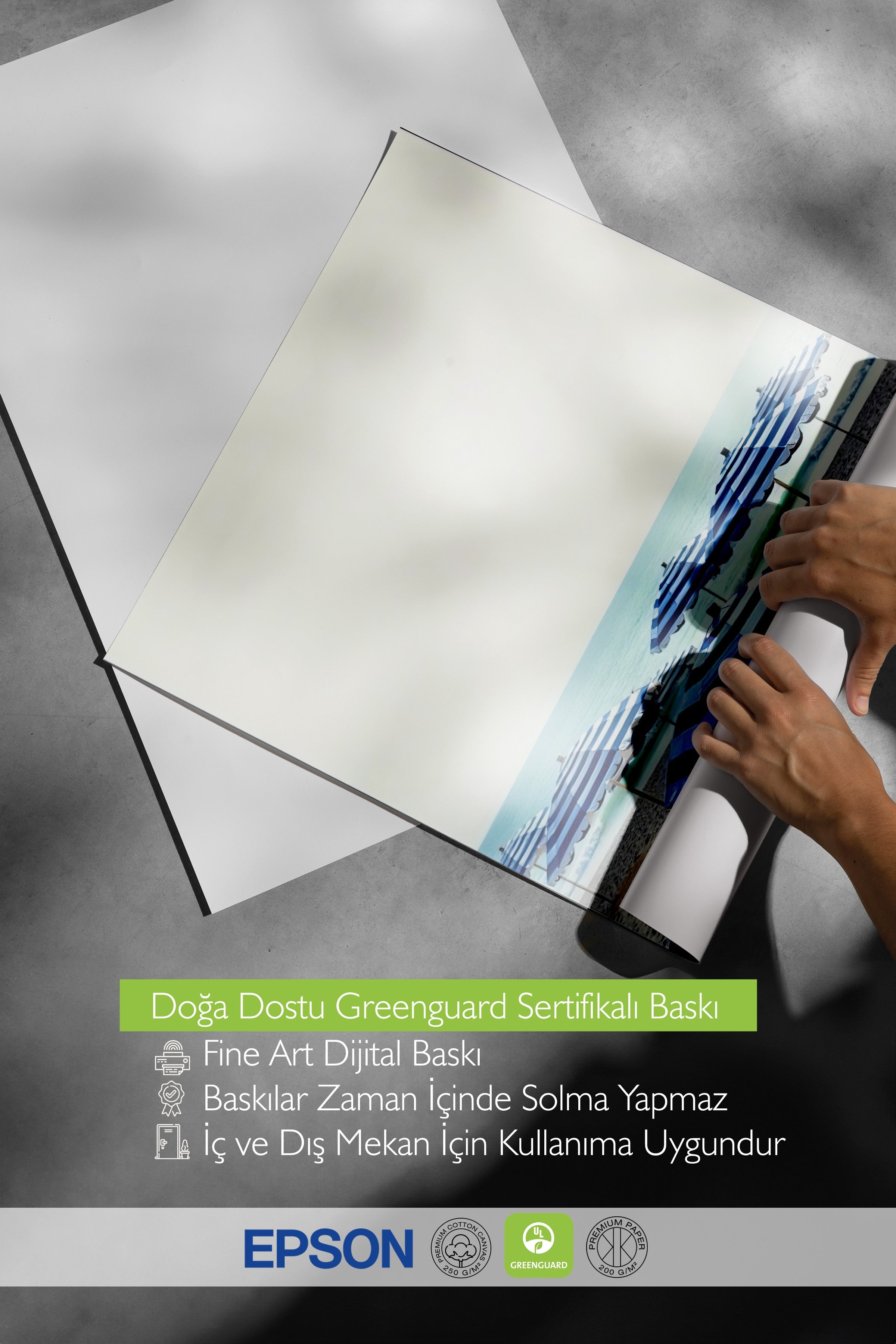 Çerçevesiz Duvar Posteri, Deniz Şemsiyeleri, Fotoğraf, Mavi Renk Poster, 2025 Yaz Seçkisi, NO:109635