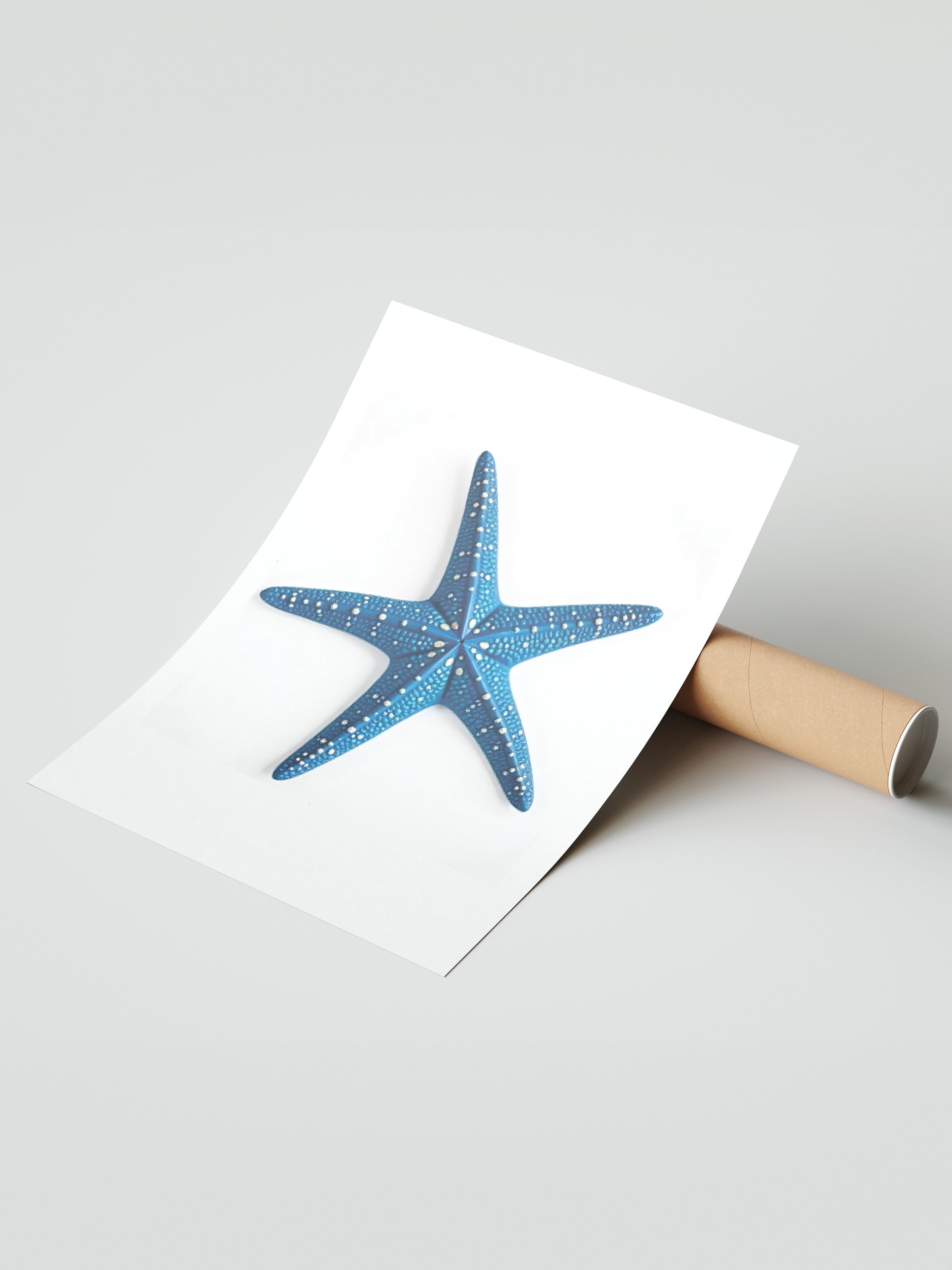 Çerçevesiz Duvar Posteri, Deniz Yıldızı, İllüstrasyon, Mavi Renk Poster, 2025 Yaz Seçkisi, NO:109730
