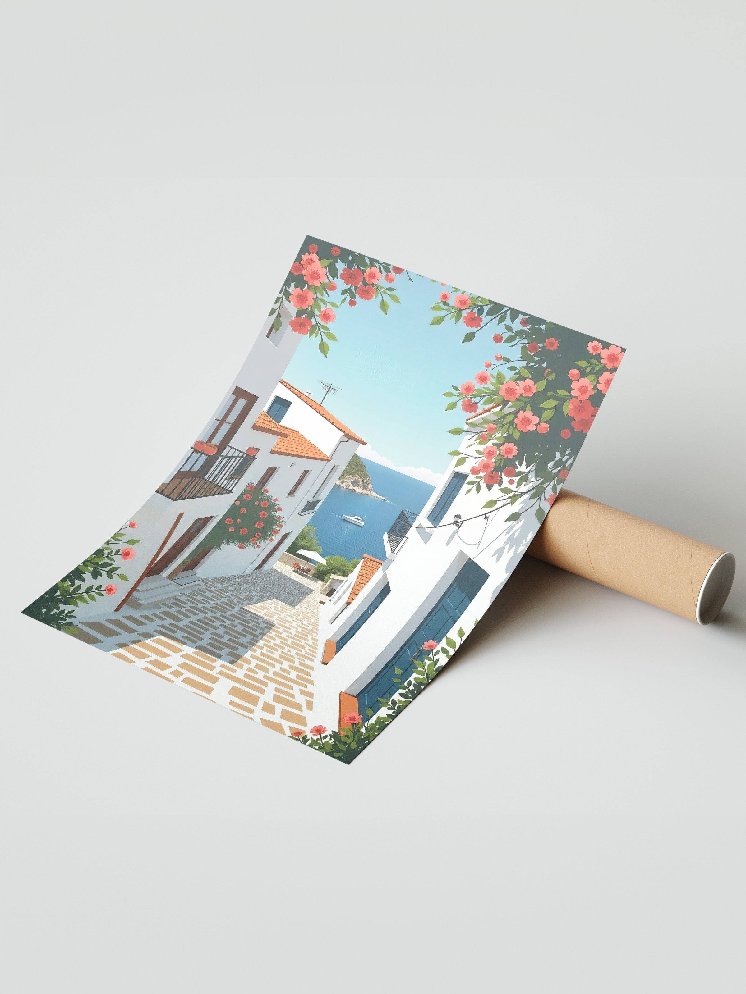 Çerçevesiz Duvar Posteri, Denize Giden Yol, Fotoğraf, Mavi Renk Poster, 2025 Yaz Seçkisi, NO:109501