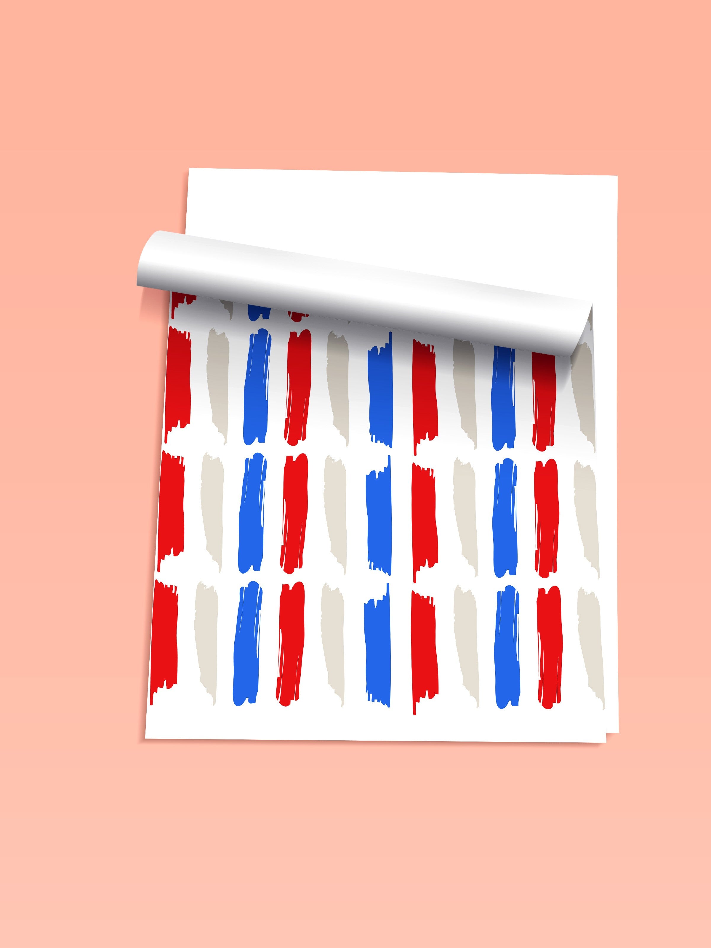 Çerçevesiz Duvar Posteri, Fırça darbeleri, Minimalist, Düz İllüstrasyon, Kırmızı, Mavi Renk Poster, 2025 Yaz Seçkisi, NO:109820