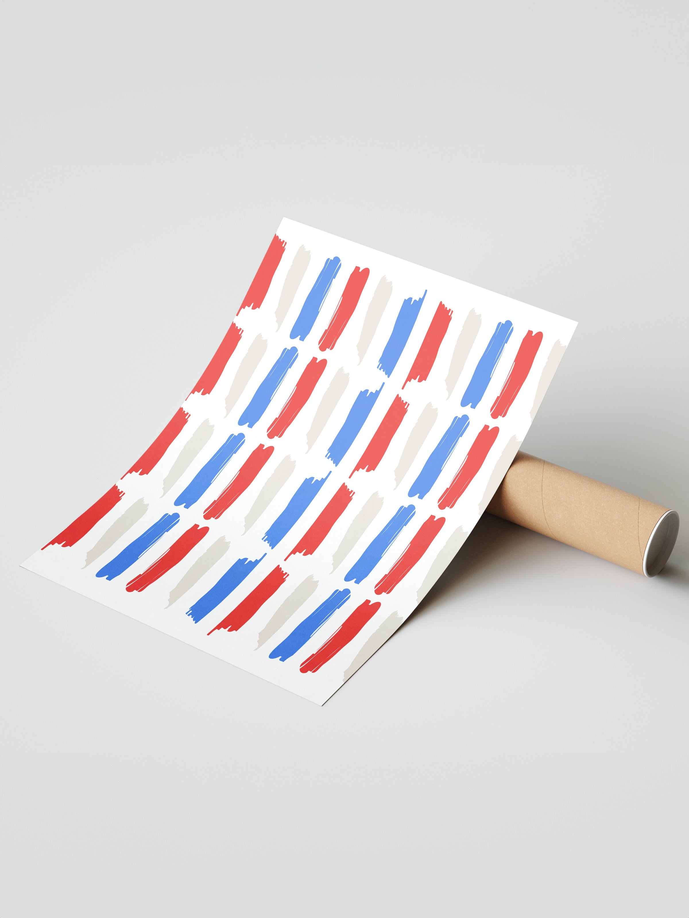 Çerçevesiz Duvar Posteri, Fırça darbeleri, Minimalist, Düz İllüstrasyon, Kırmızı, Mavi Renk Poster, 2025 Yaz Seçkisi, NO:109820