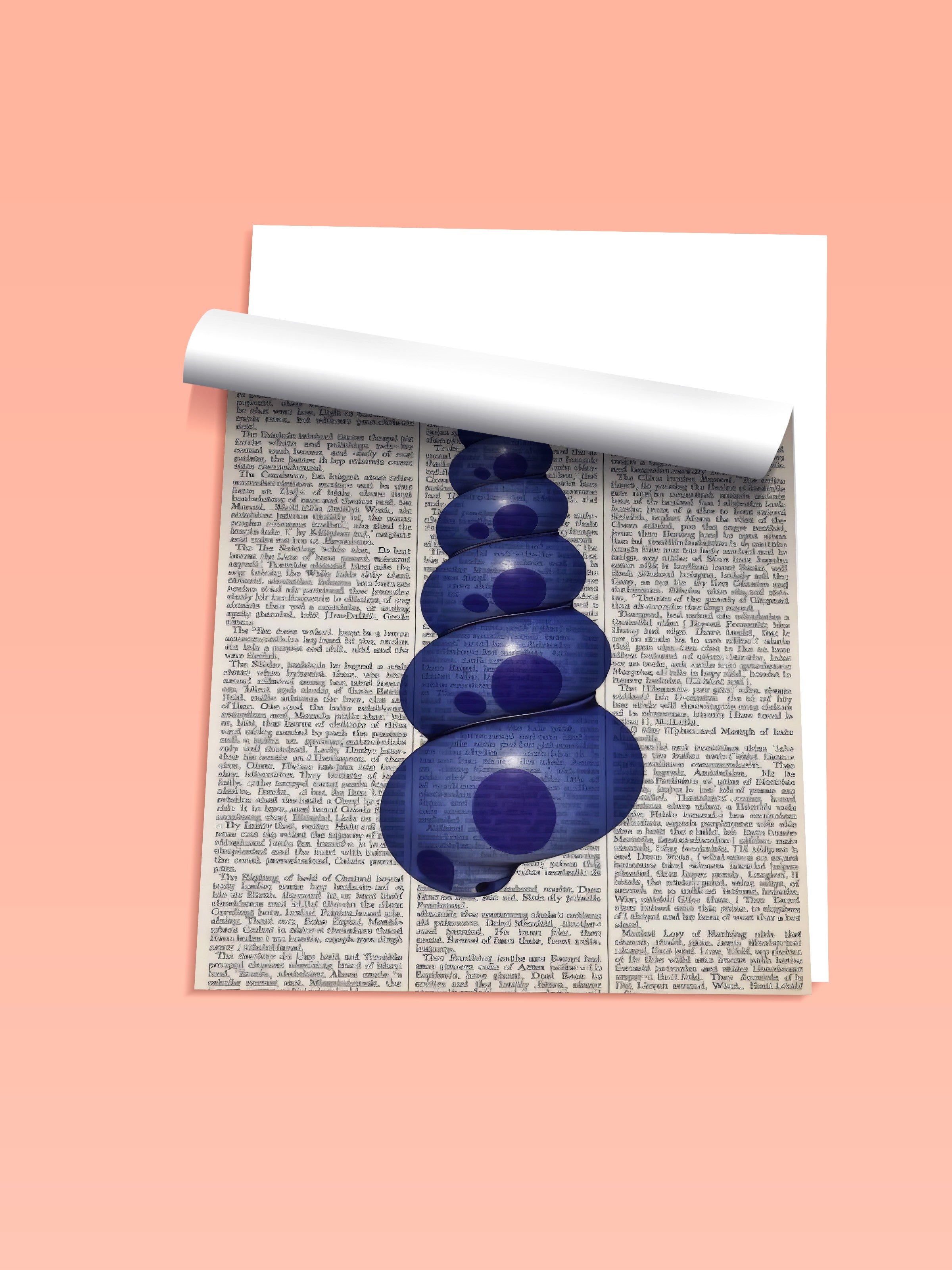 Çerçevesiz Duvar Posteri, Gazetedeki Deniz Kabuğu, İllüstrasyon, Mavi Renk Poster, 2025 Yaz Seçkisi, NO:109664