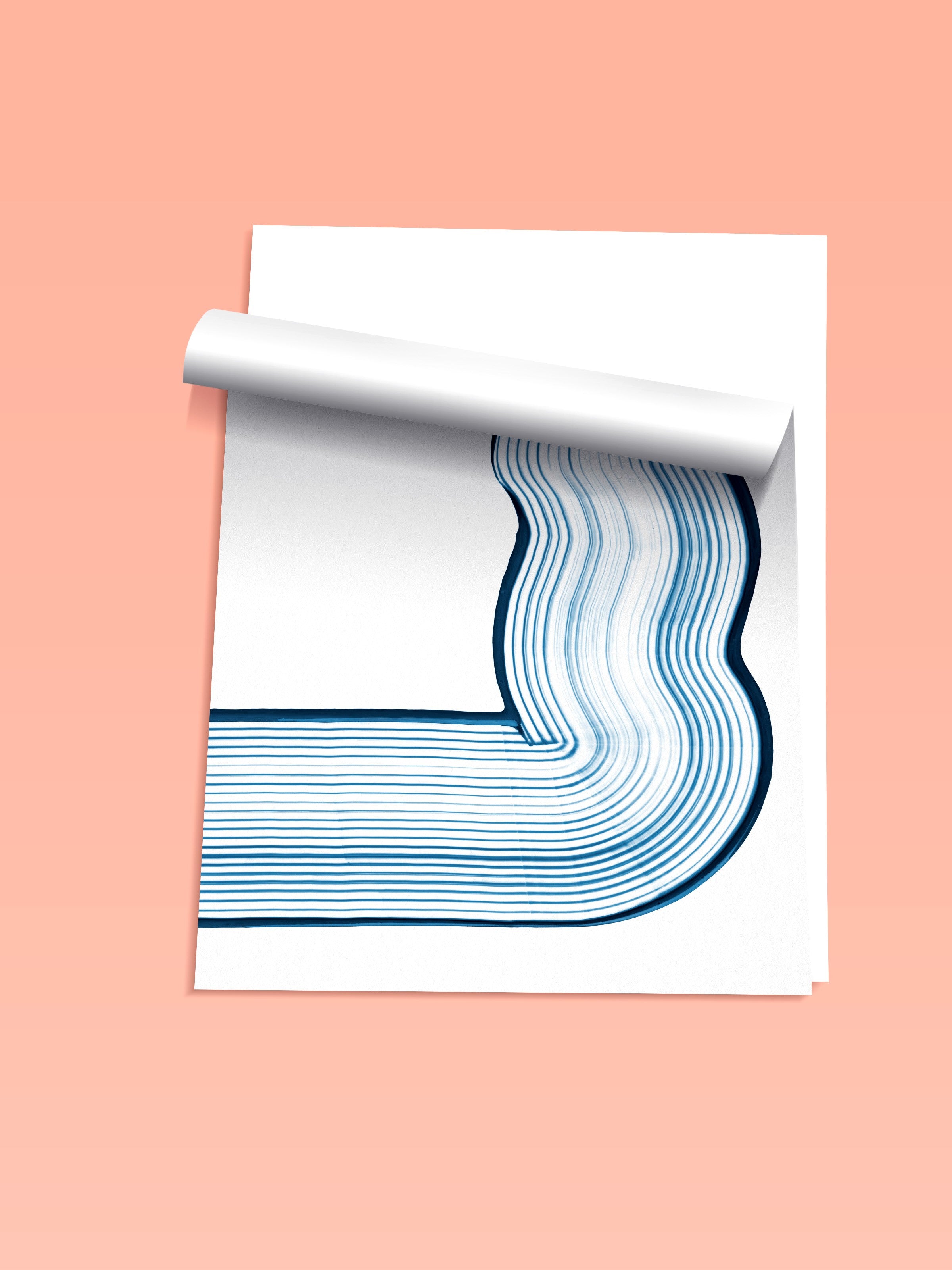 Çerçevesiz Duvar Posteri, Hatlar, Minimalist, Mavi, Beyaz Renk Poster, 2025 Yaz Seçkisi, NO:109793