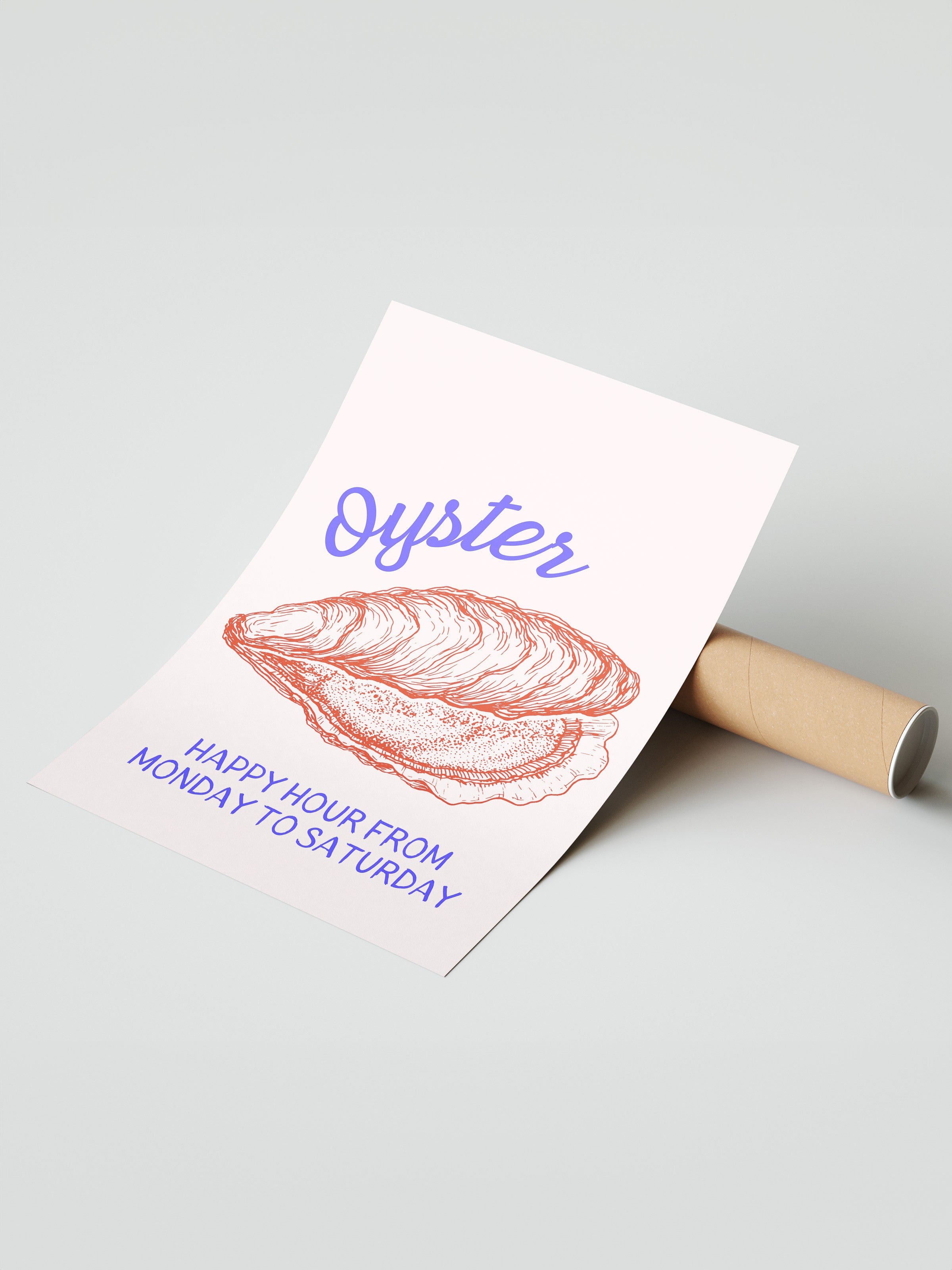 Çerçevesiz Duvar Posteri, İstiridye, Metin, illüstrasyon, Minimalist, Pastel Tonlar, Kırmızı Renk Poster, 2025 Yaz Seçkisi, NO:109819