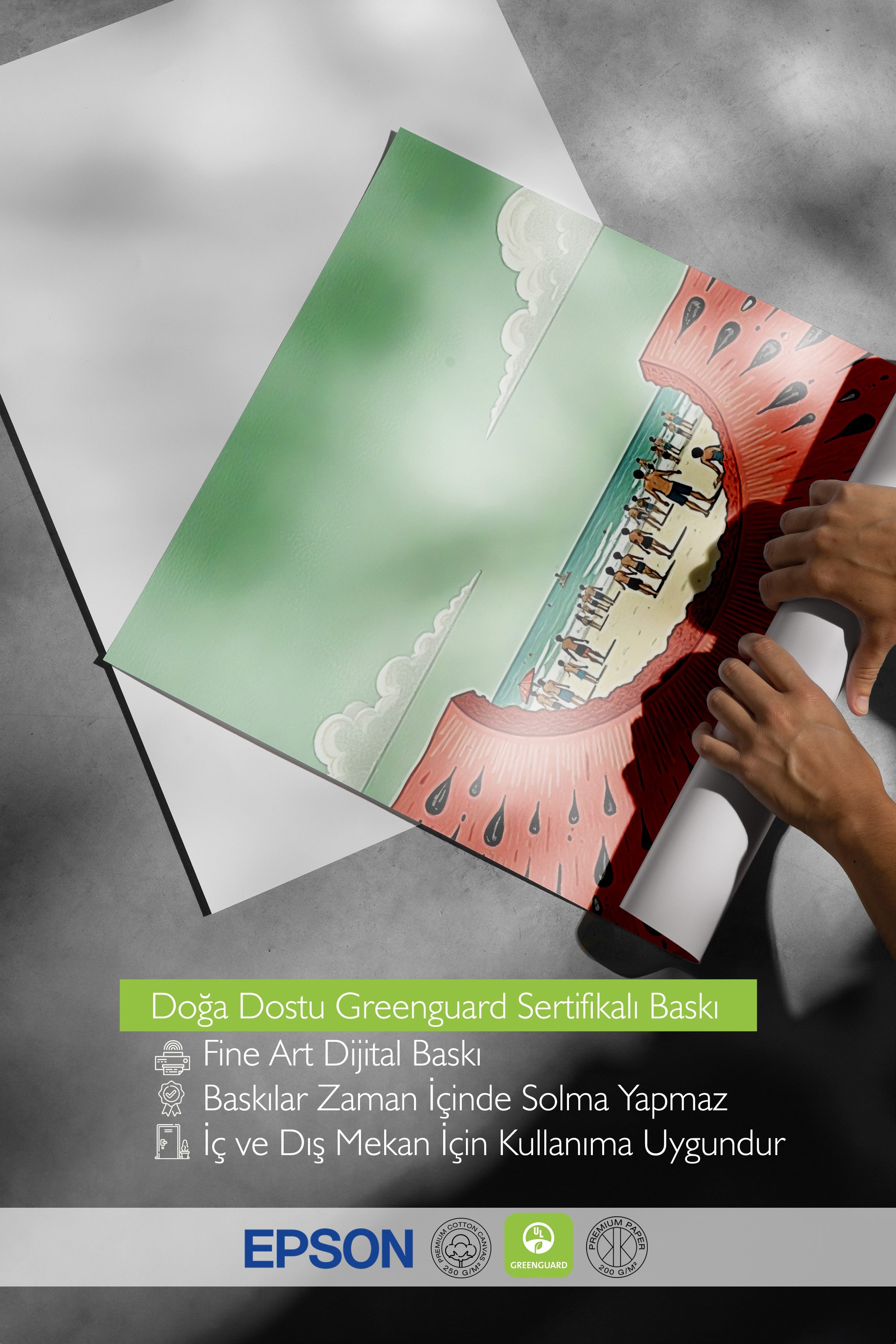 Çerçevesiz Duvar Posteri, Karpuz Dilimi, İllüstrasyon, Maximalist, Kırmızı Renk Poster, 2025 Yaz Seçkisi, NO:109773