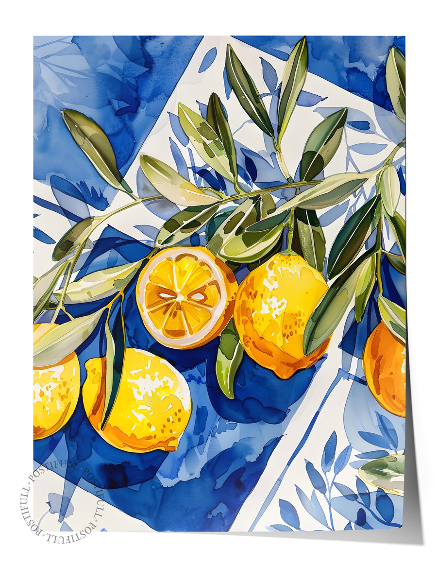 Limon ve Zeytin Dalları Poster Yaz Seçkisi Çerçevesiz Poster