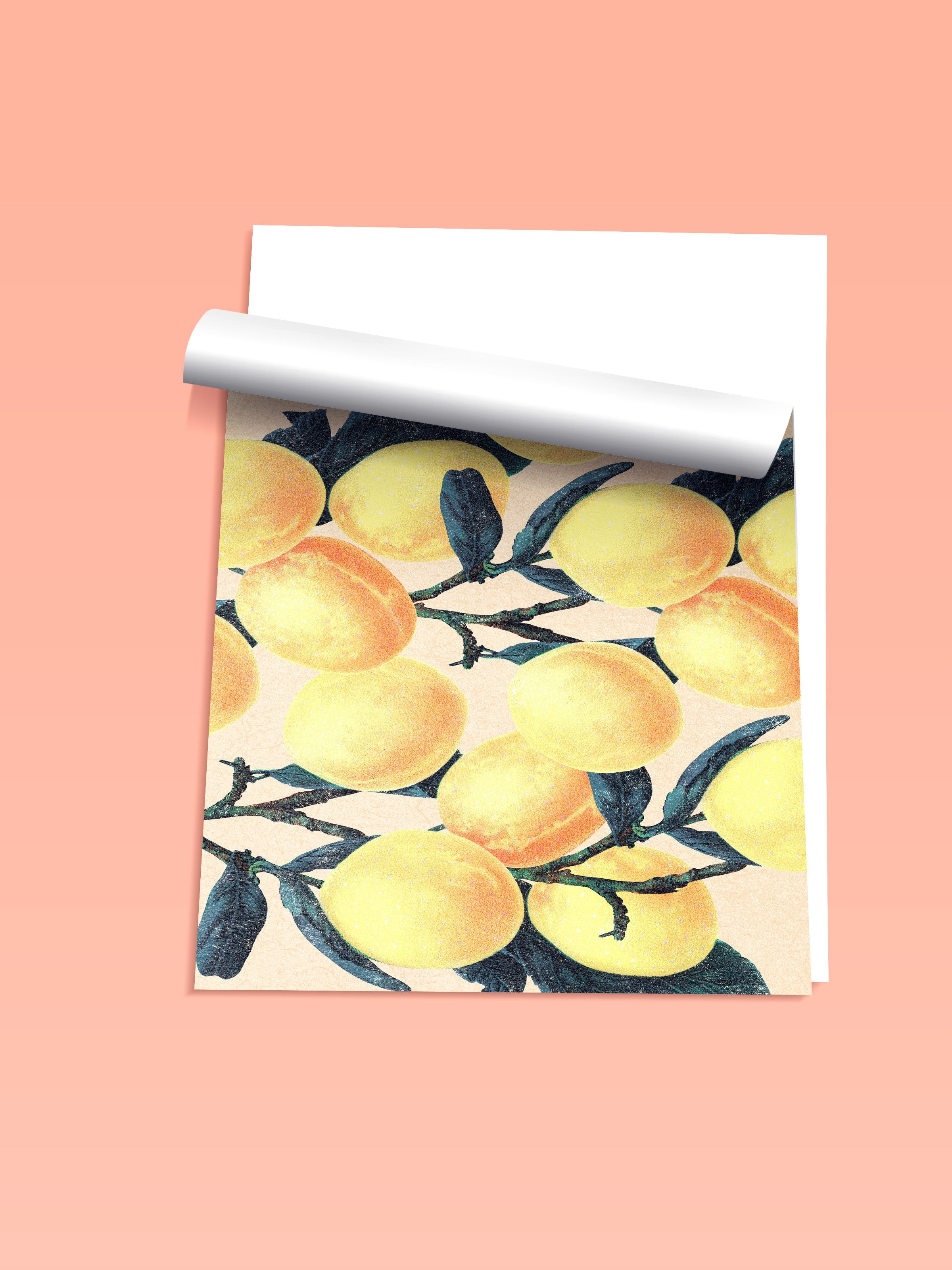Çerçevesiz Duvar Posteri, Limonlar, Yapraklar, Botanik, İllüstrasyon, Sarı, Yeşil Renk Poster, 2025 Yaz Seçkisi, NO:109790