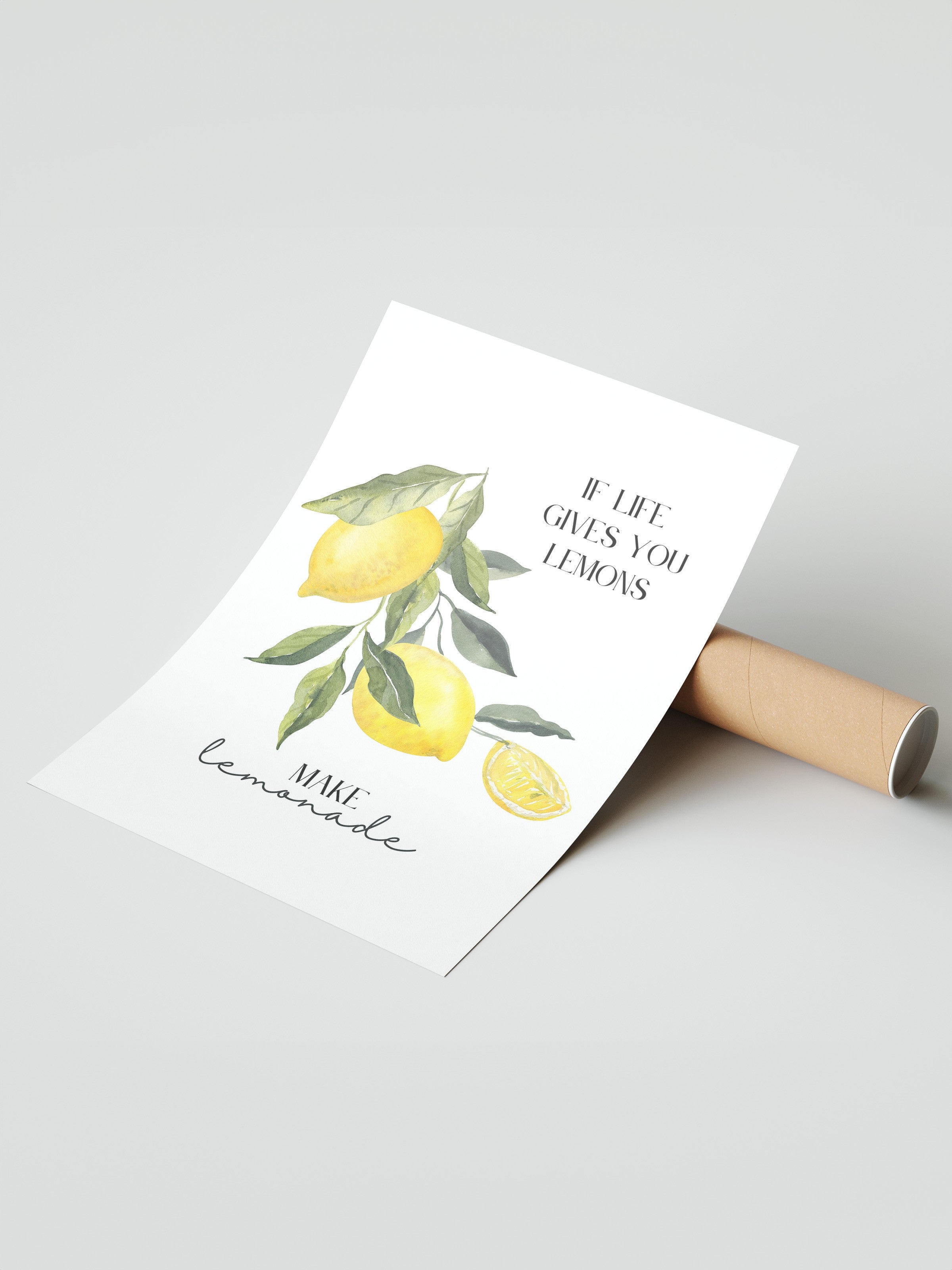 Çerçevesiz Duvar Posteri, Limonlar, Yapraklar, Metin, Suluboya, Tipografi Tabanlı, Sarı, Yeşil Renk Poster, 2025 Yaz Seçkisi, NO:109807