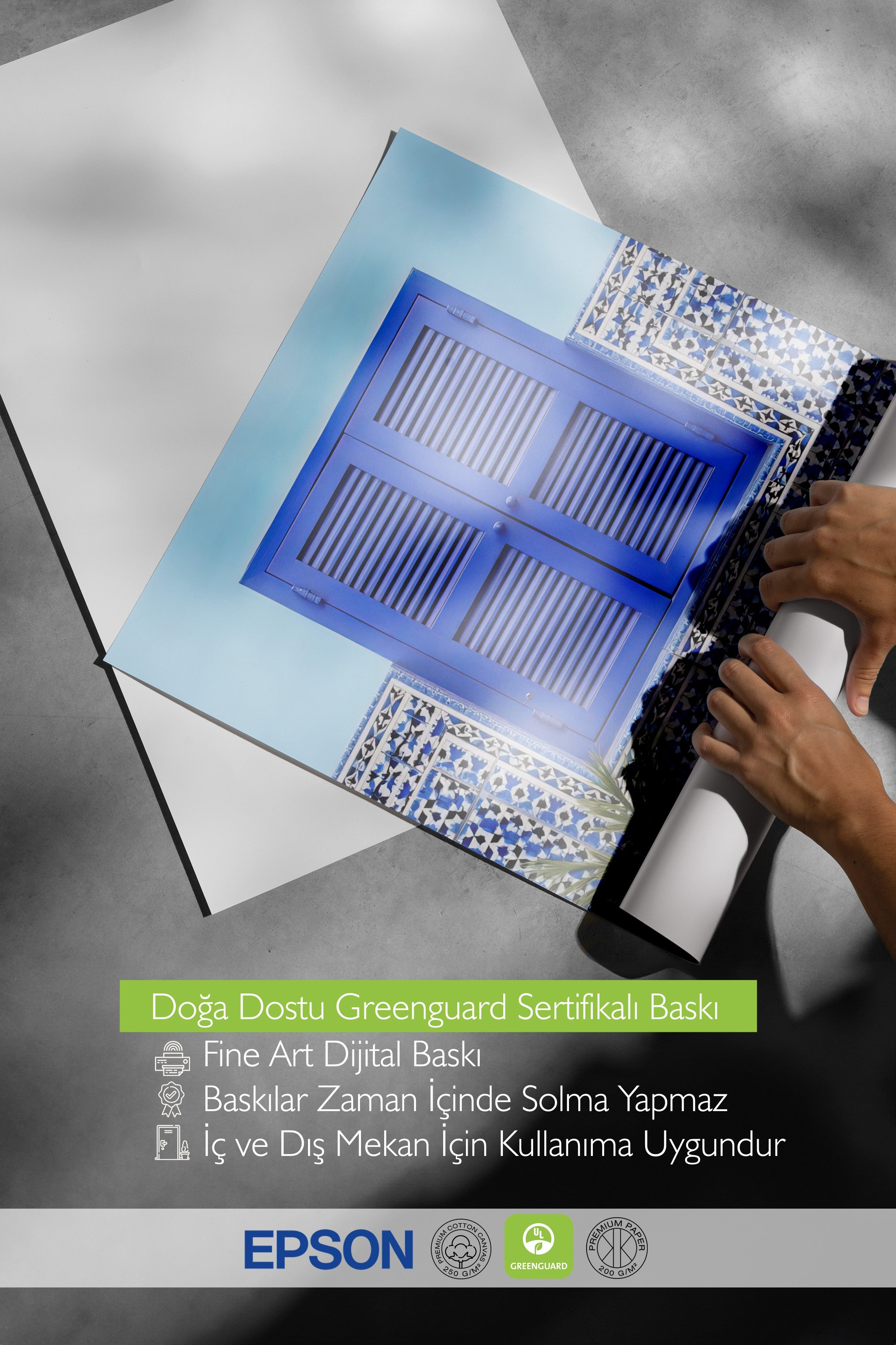 Çerçevesiz Duvar Posteri, Mavi Pencere, Fotoğraf, Mavi Renk Poster, 2025 Yaz Seçkisi, NO:109529