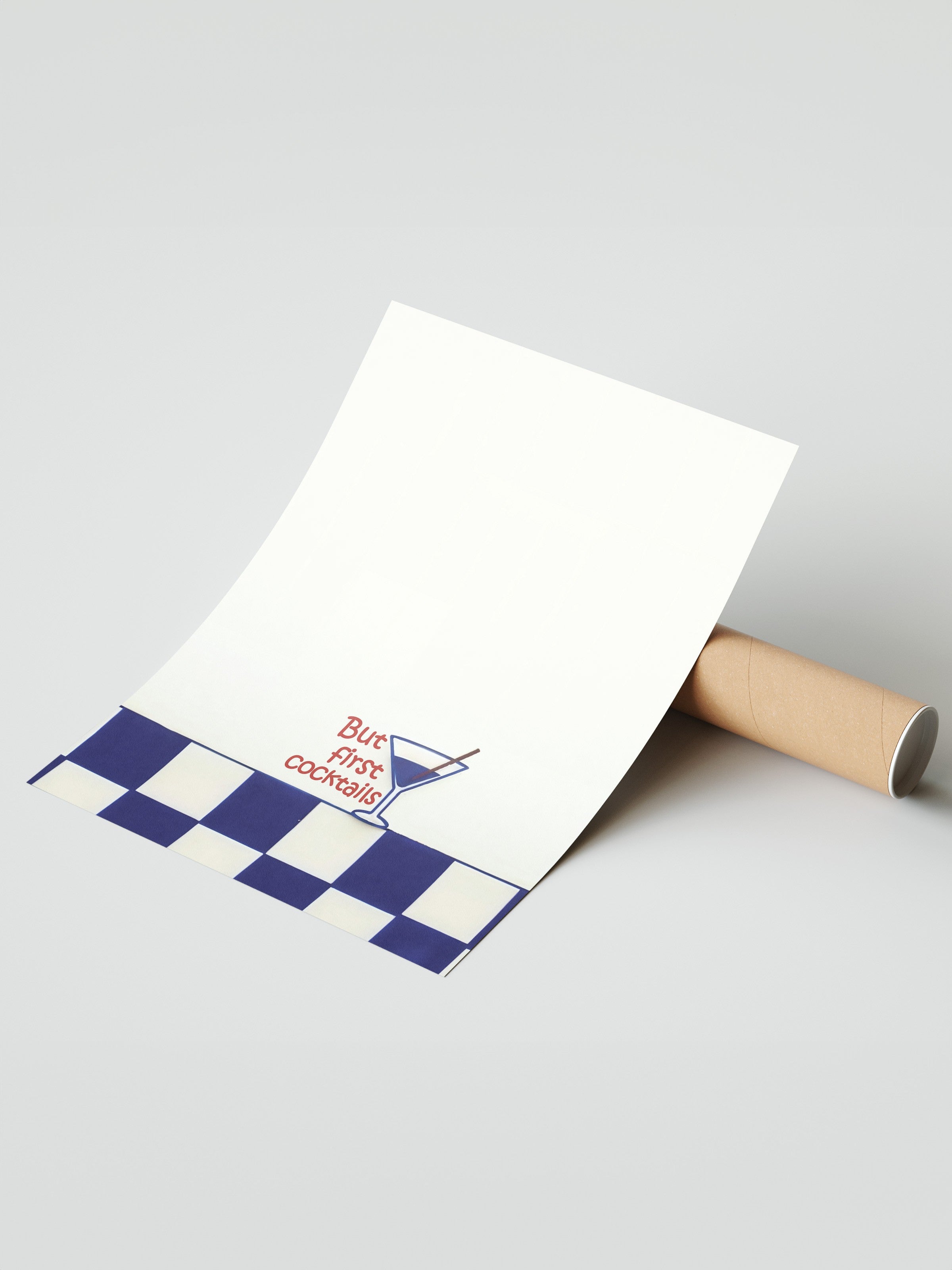 Çerçevesiz Duvar Posteri, Önce Kokteyller, İllüstrasyon, Mavi Renk Poster, 2025 Yaz Seçkisi, NO:109716