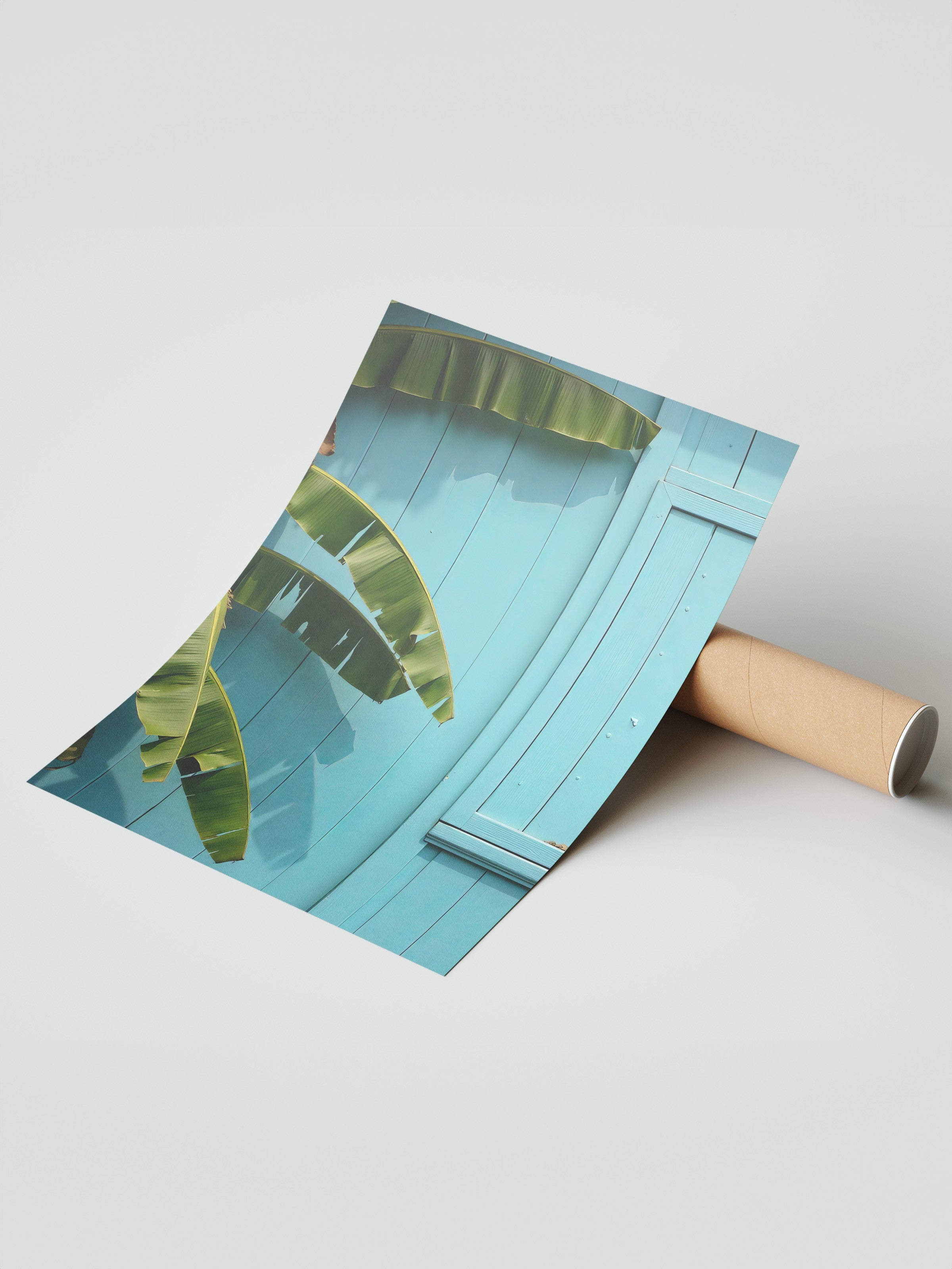 Çerçevesiz Duvar Posteri, Palmiye Ağacı, Fotoğraf, Mavi Renk Poster, 2025 Yaz Seçkisi, NO:109580