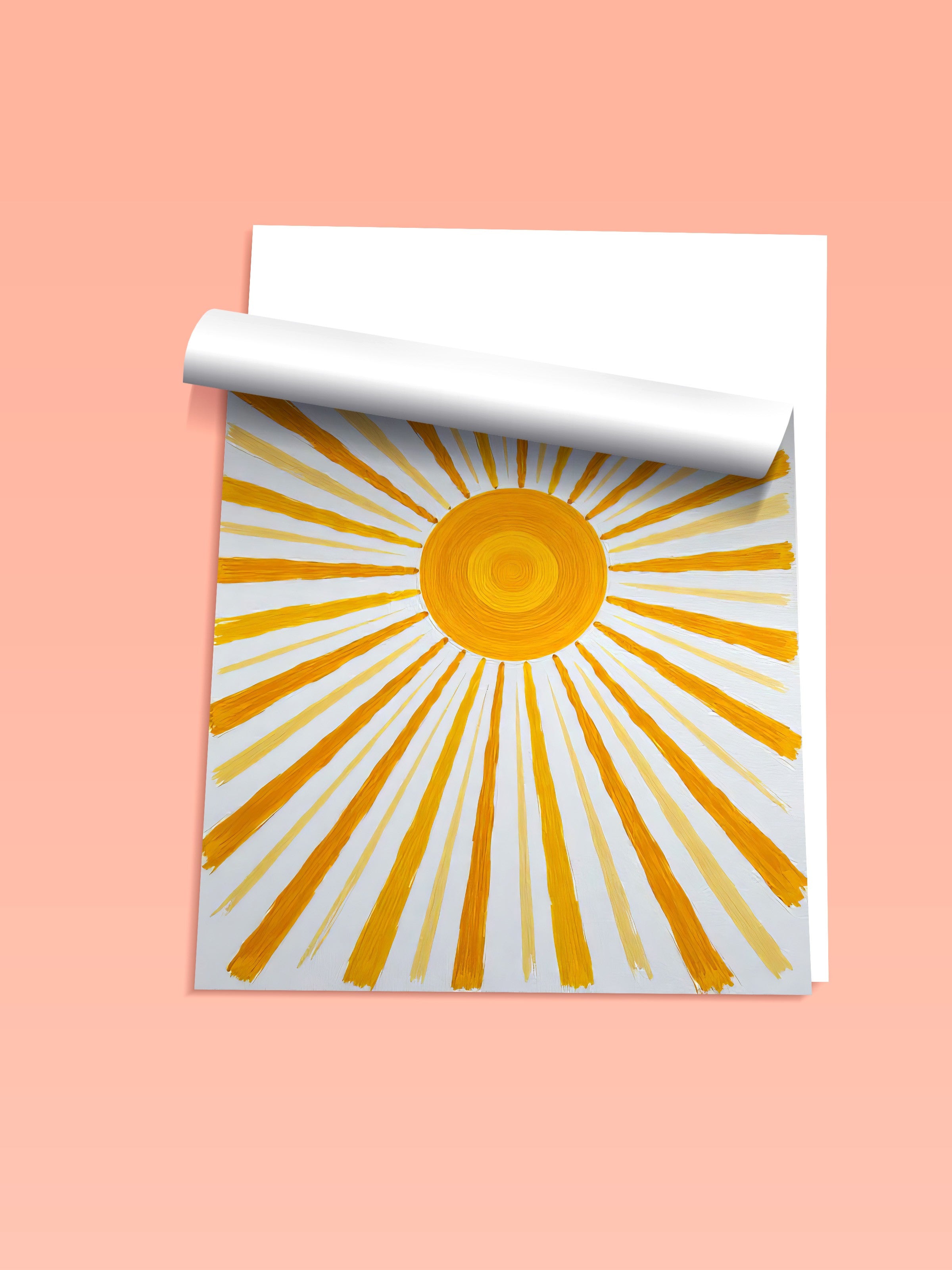 Çerçevesiz Duvar Posteri, Parlak Güneş, Yağlı Boya, Sarı Renk Poster, 2025 Yaz Seçkisi, NO:109521