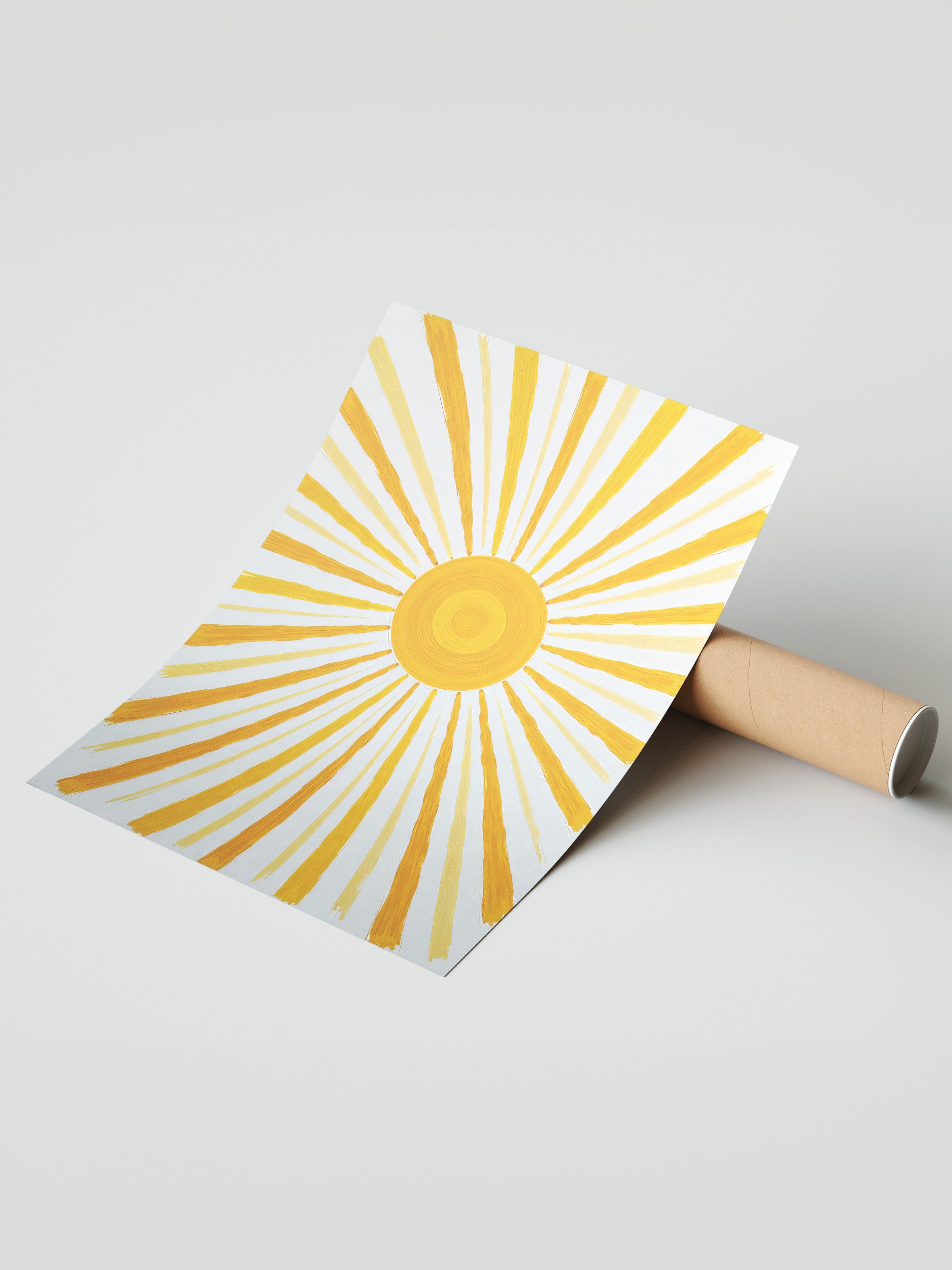 Çerçevesiz Duvar Posteri, Parlak Güneş, Yağlı Boya, Sarı Renk Poster, 2025 Yaz Seçkisi, NO:109521