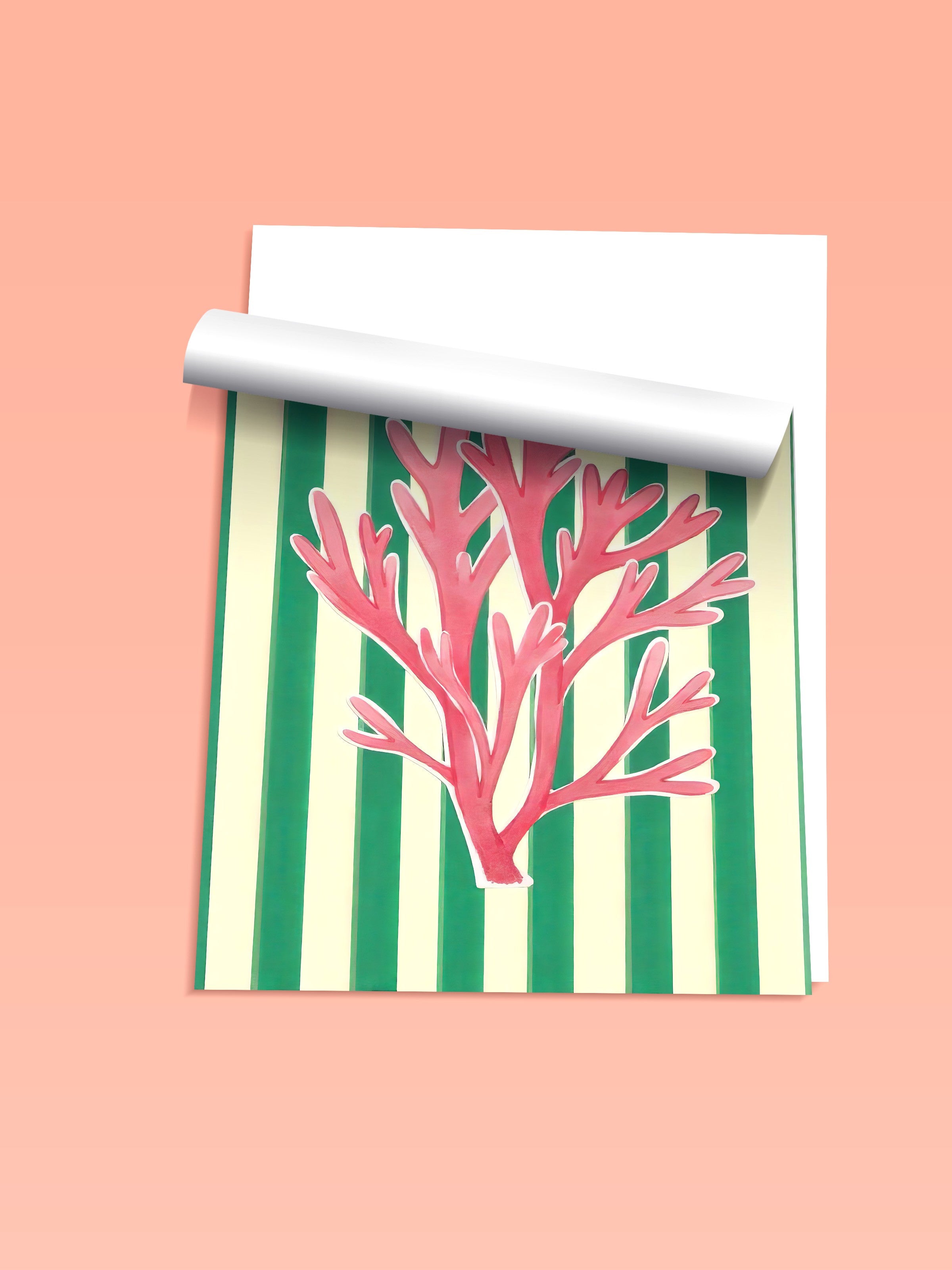 Çerçevesiz Duvar Posteri, Pembe Mercan, İllüstrasyon, Pembe Renk Poster, 2025 Yaz Seçkisi, NO:109506