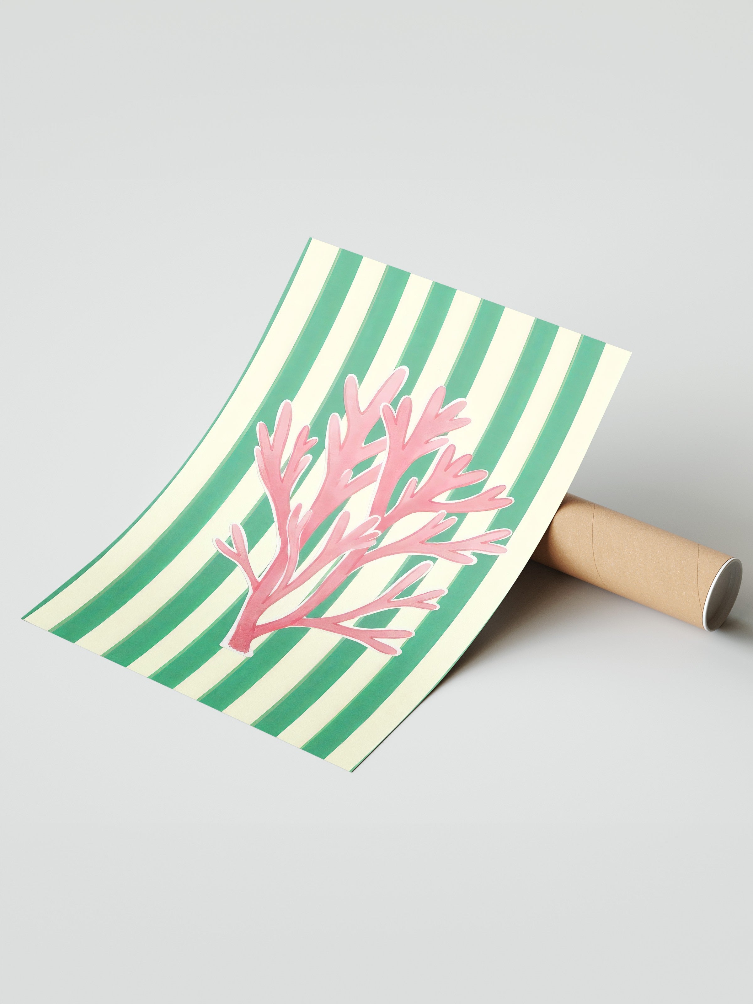Çerçevesiz Duvar Posteri, Pembe Mercan, İllüstrasyon, Pembe Renk Poster, 2025 Yaz Seçkisi, NO:109506